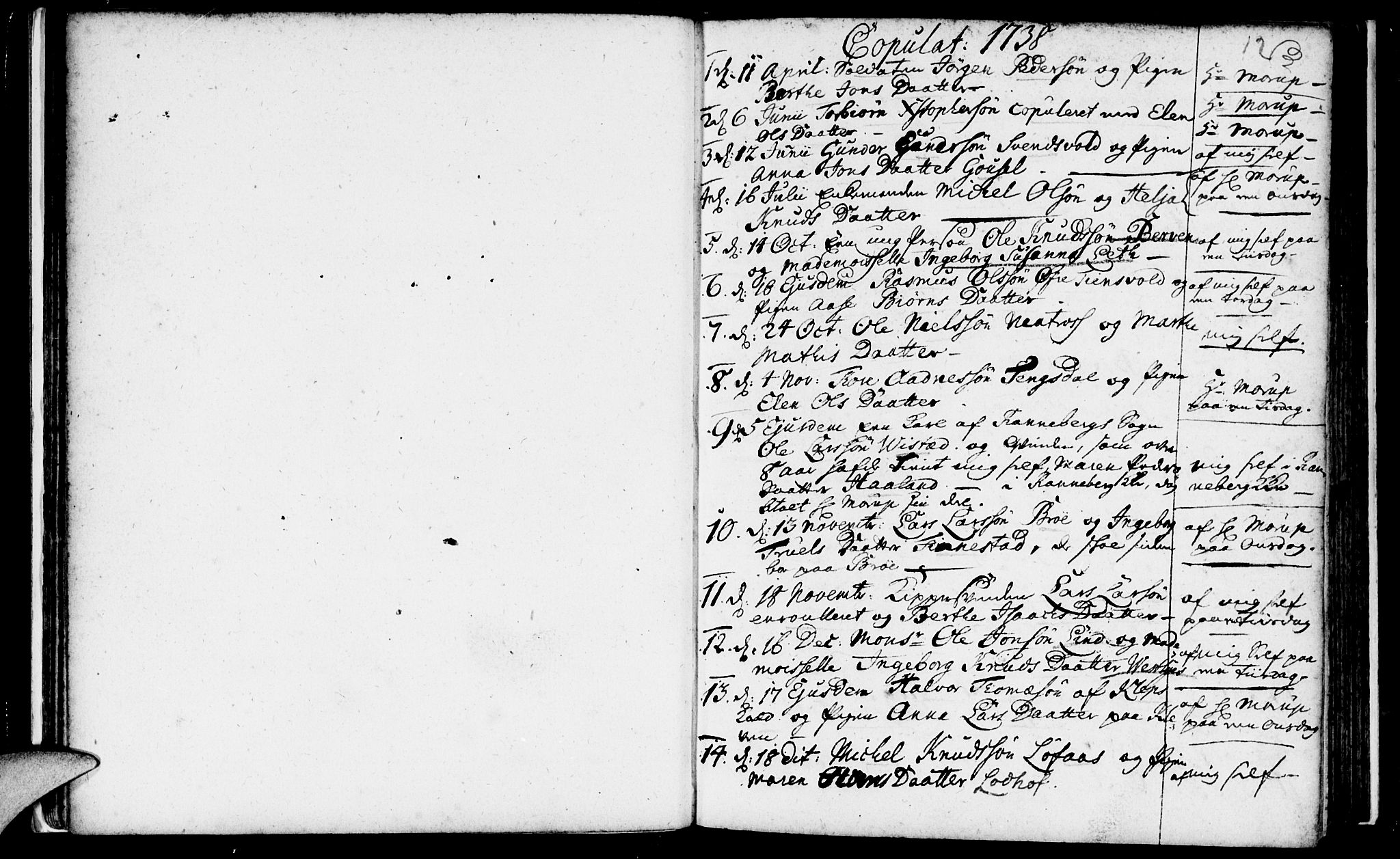 Domkirken sokneprestkontor, SAST/A-101812/001/30/30BA/L0003: Parish register (official) no. A 3 /1, 1738-1760, p. 12