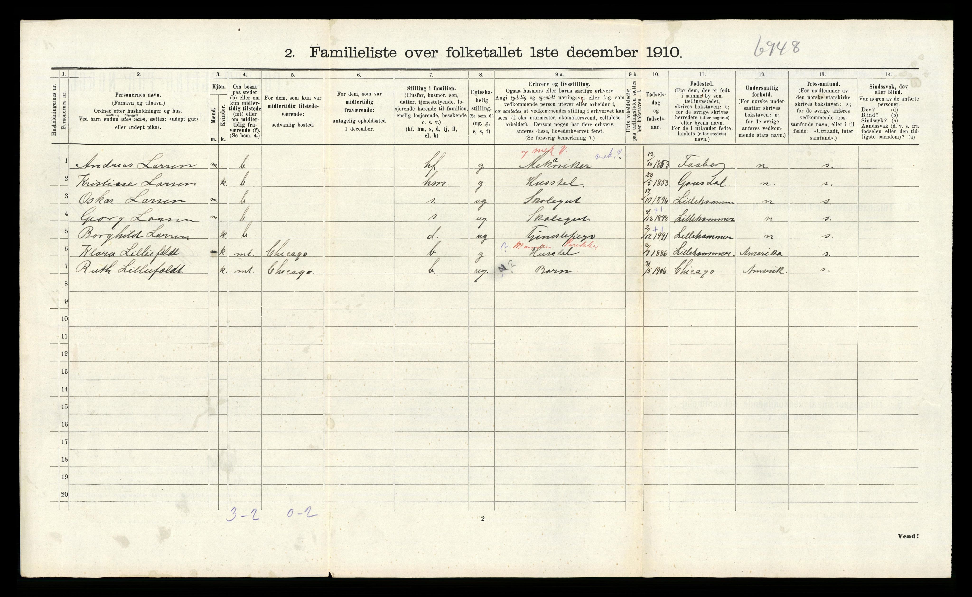 RA, 1910 census for Gjøvik, 1910, p. 487