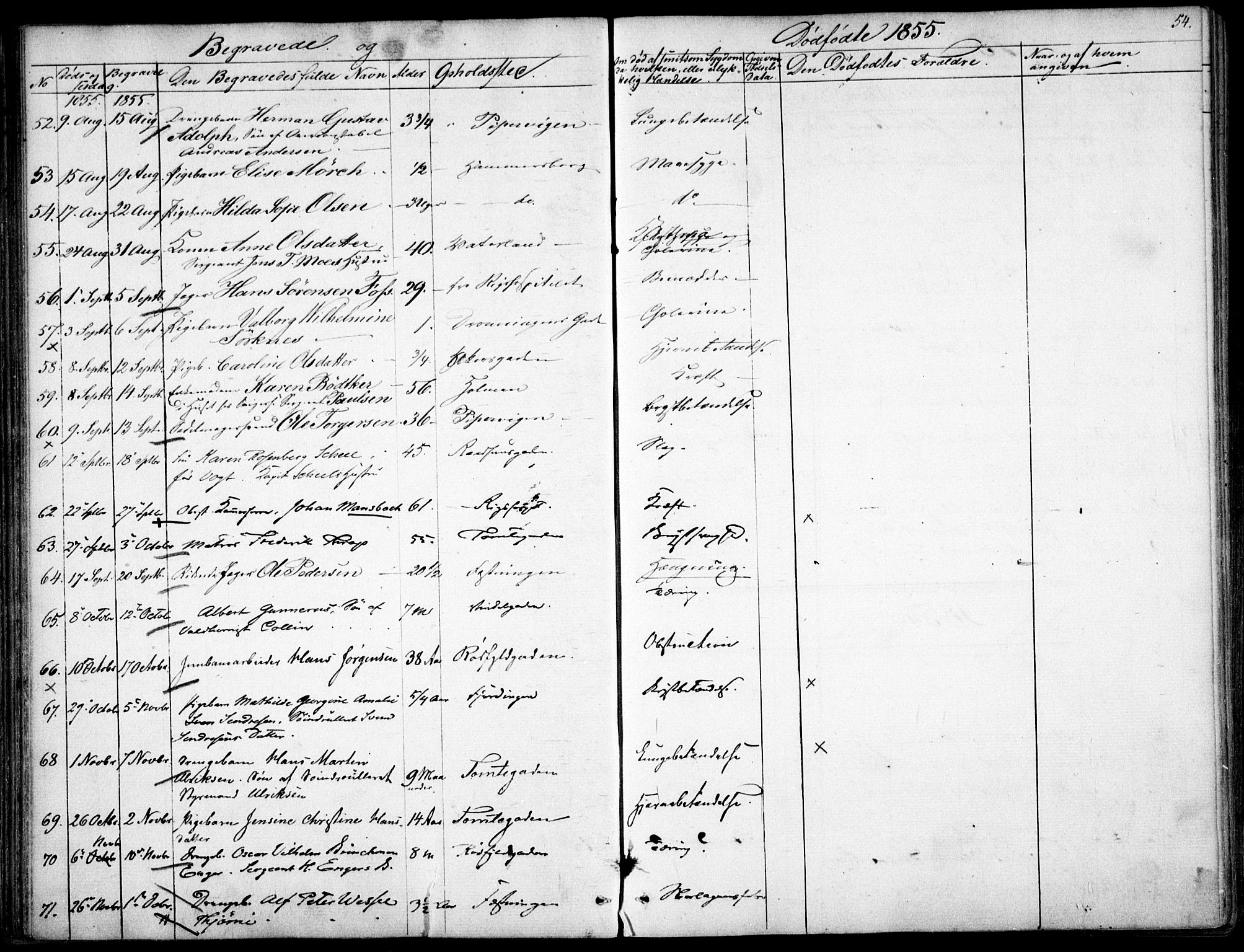 Garnisonsmenigheten Kirkebøker, AV/SAO-A-10846/F/Fa/L0009: Parish register (official) no. 9, 1842-1859, p. 54