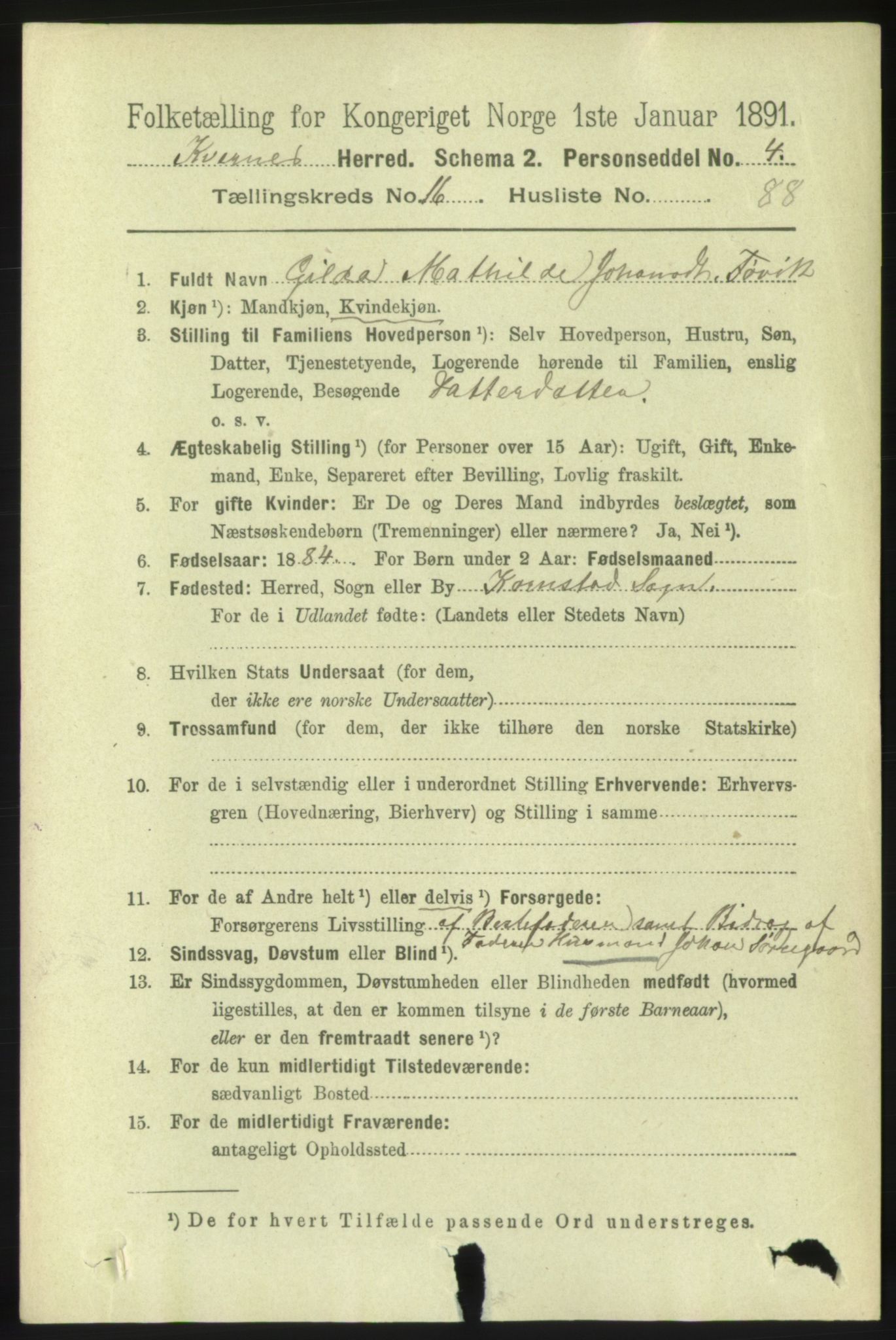 RA, 1891 census for 1553 Kvernes, 1891, p. 7066