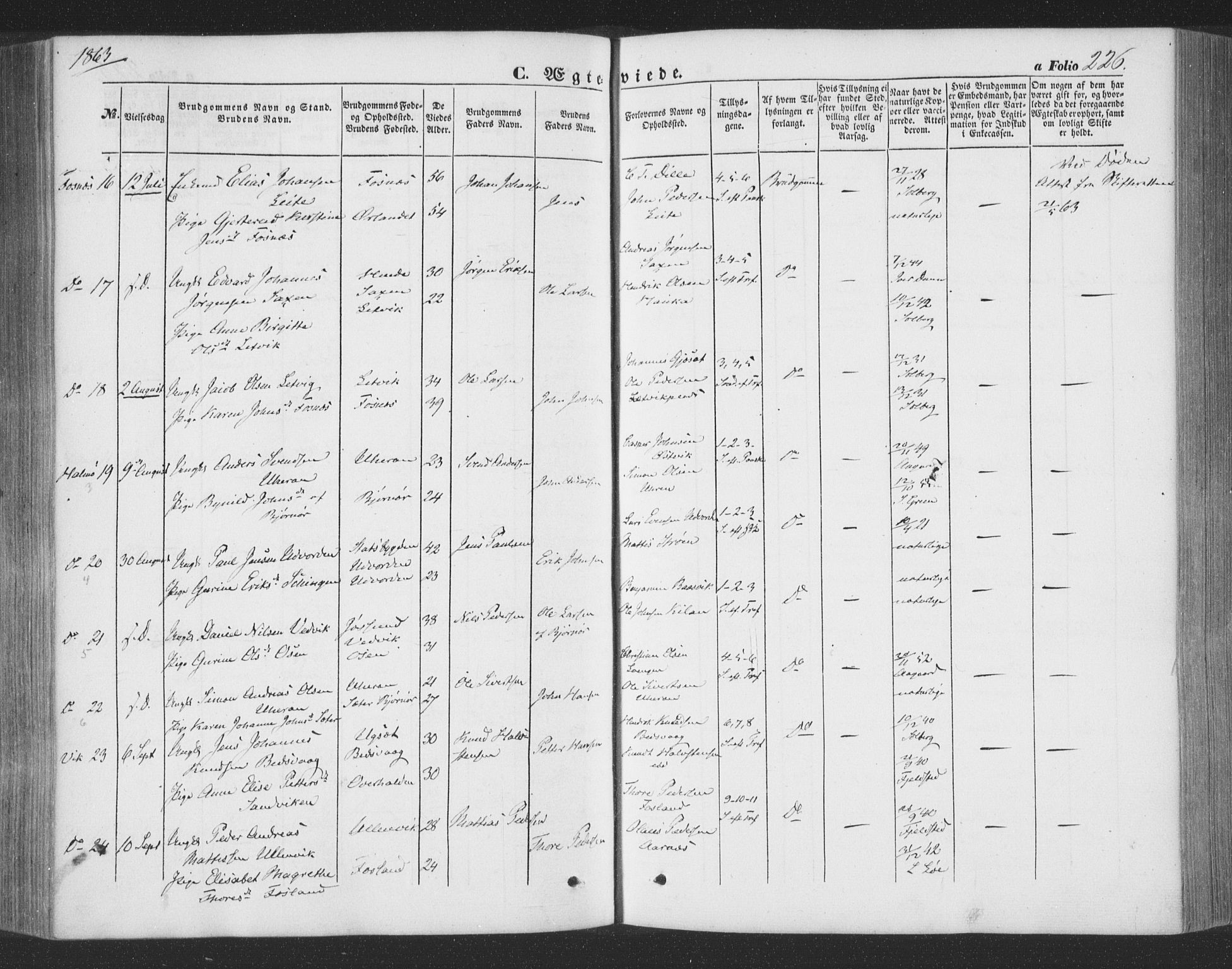 Ministerialprotokoller, klokkerbøker og fødselsregistre - Nord-Trøndelag, SAT/A-1458/773/L0615: Parish register (official) no. 773A06, 1857-1870, p. 226