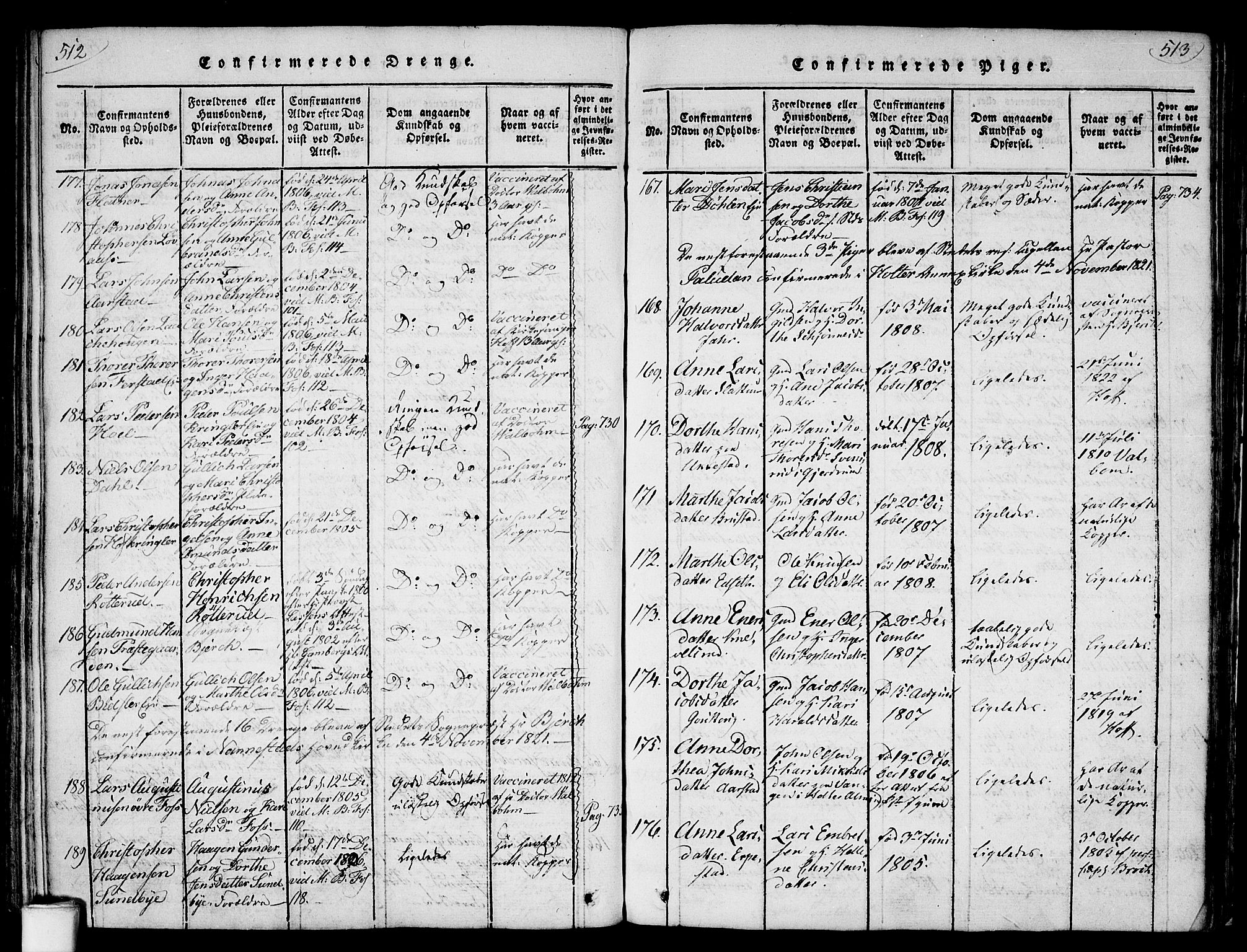 Nannestad prestekontor Kirkebøker, AV/SAO-A-10414a/F/Fa/L0009: Parish register (official) no. I 9, 1815-1840, p. 512-513