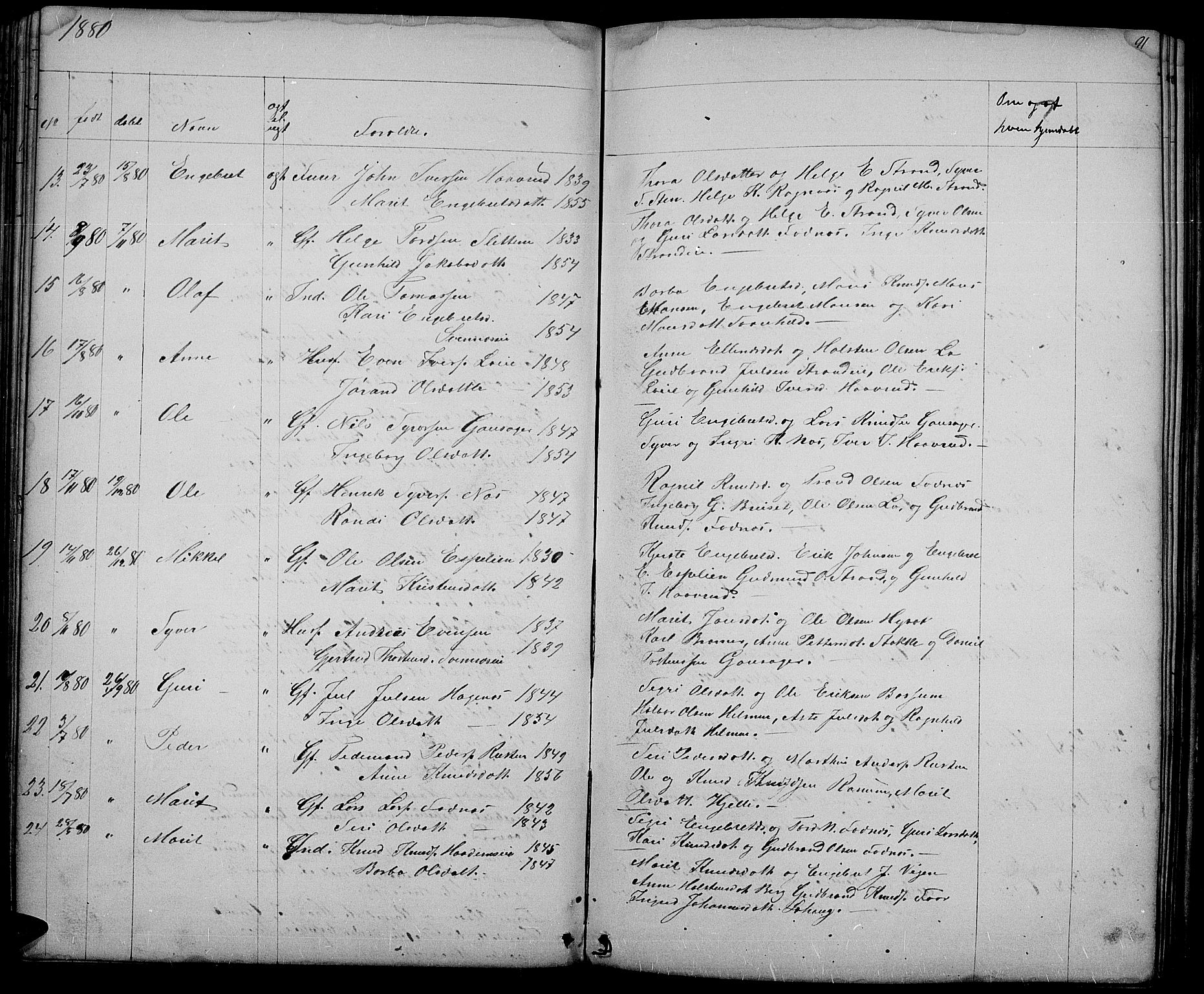 Nord-Aurdal prestekontor, AV/SAH-PREST-132/H/Ha/Hab/L0003: Parish register (copy) no. 3, 1842-1882, p. 91