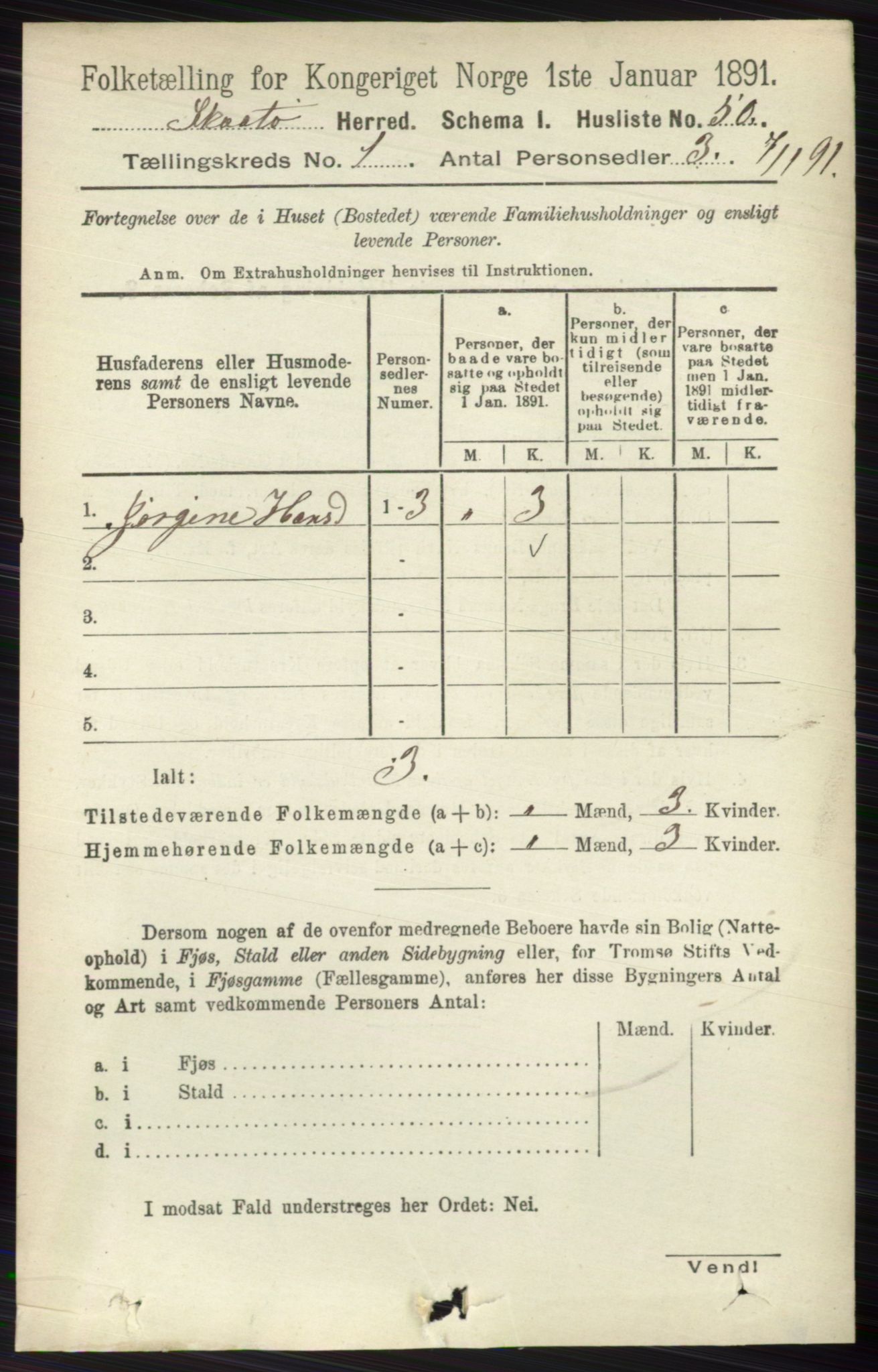 RA, 1891 census for 0815 Skåtøy, 1891, p. 89