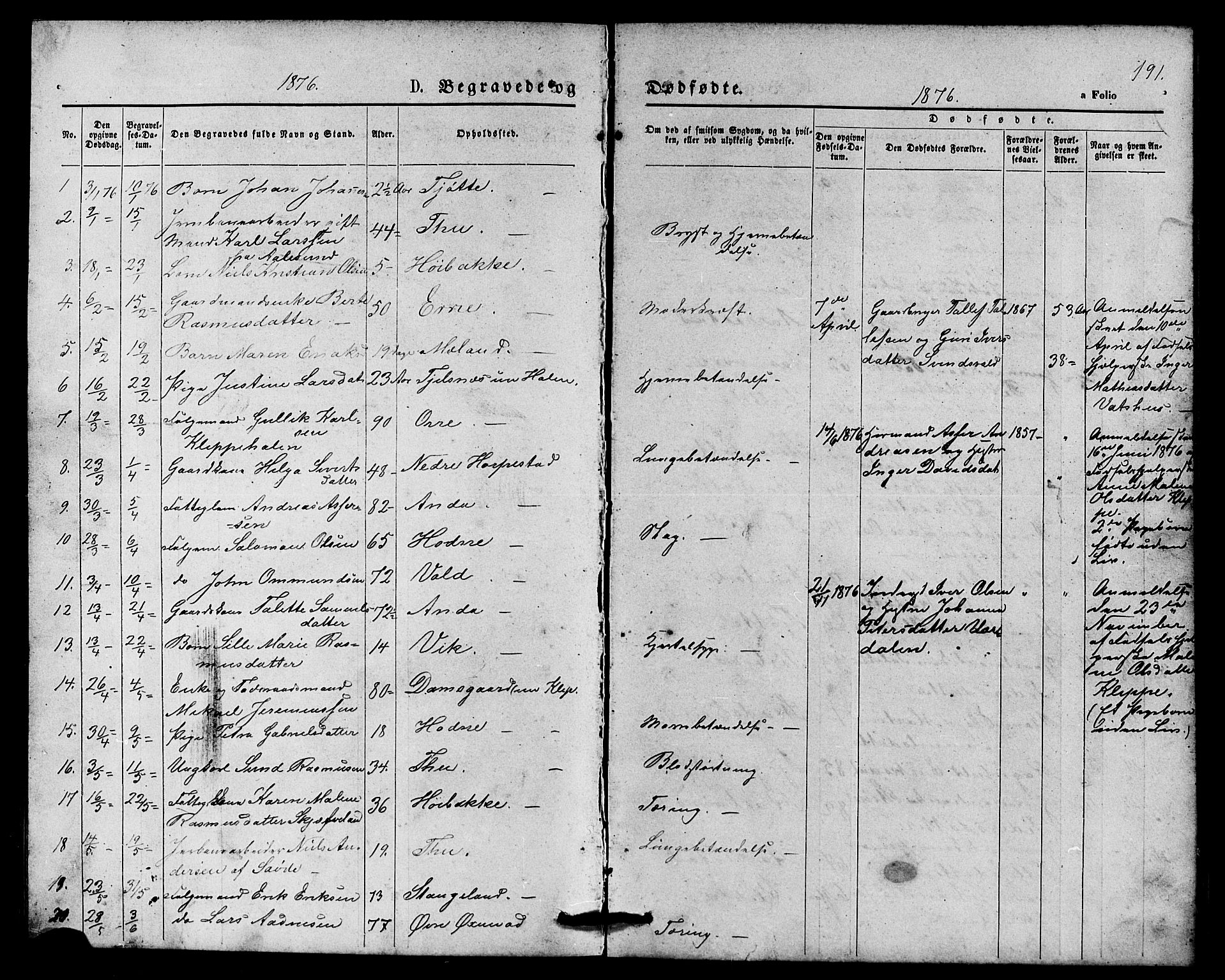 Klepp sokneprestkontor, SAST/A-101803/001/3/30BB/L0003: Parish register (copy) no. B 3, 1876-1888, p. 191