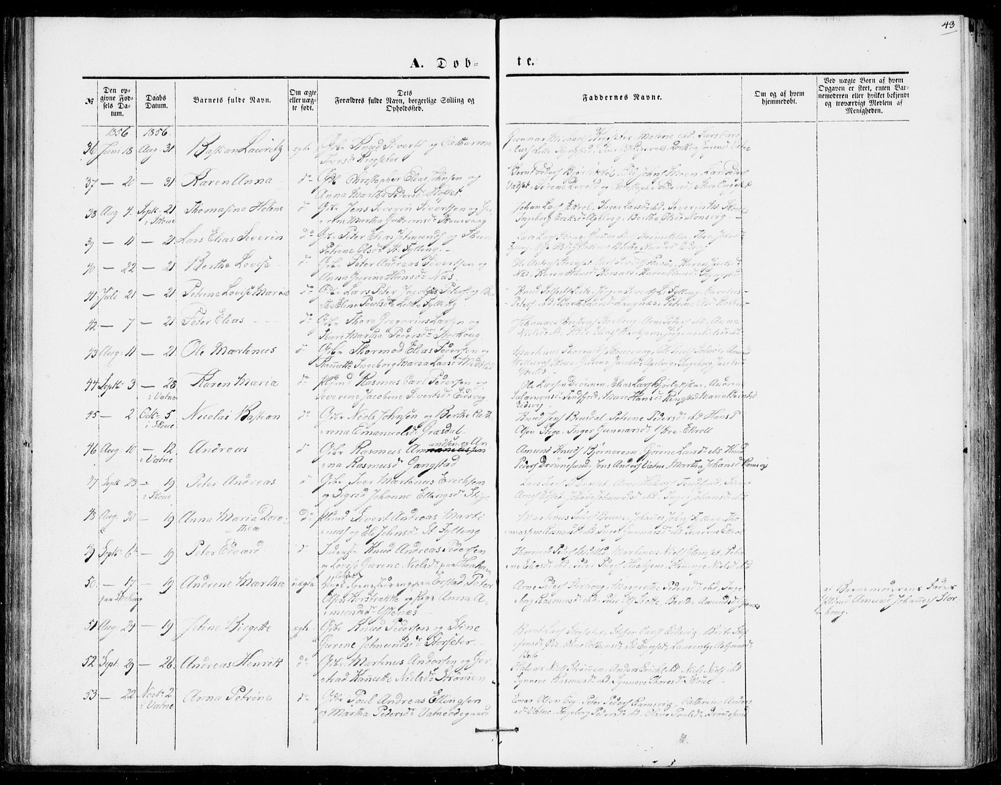 Ministerialprotokoller, klokkerbøker og fødselsregistre - Møre og Romsdal, AV/SAT-A-1454/524/L0353: Parish register (official) no. 524A05, 1848-1856, p. 43