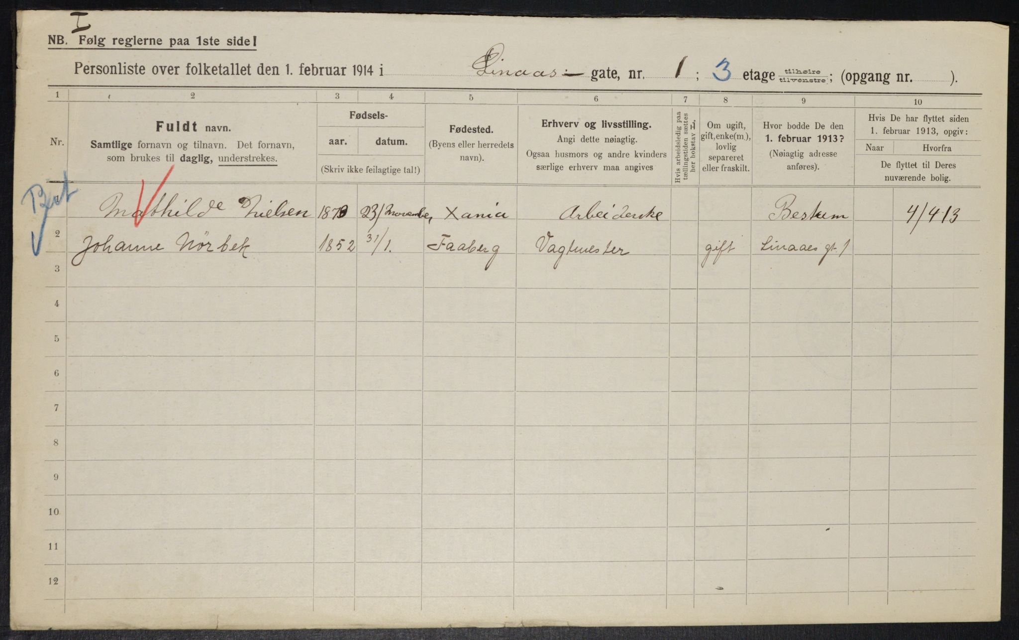 OBA, Municipal Census 1914 for Kristiania, 1914, p. 57700