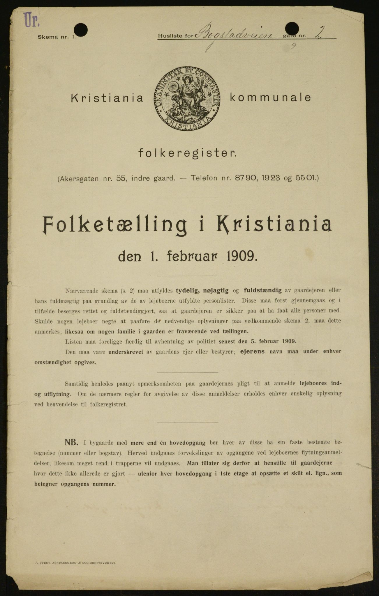 OBA, Municipal Census 1909 for Kristiania, 1909, p. 6343