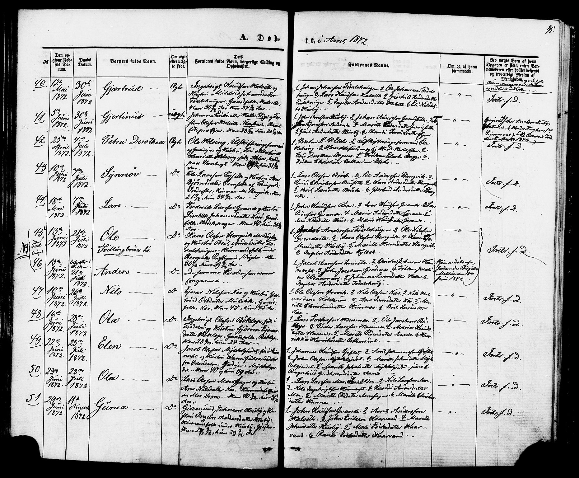 Ministerialprotokoller, klokkerbøker og fødselsregistre - Møre og Romsdal, SAT/A-1454/592/L1027: Parish register (official) no. 592A05, 1865-1878, p. 45
