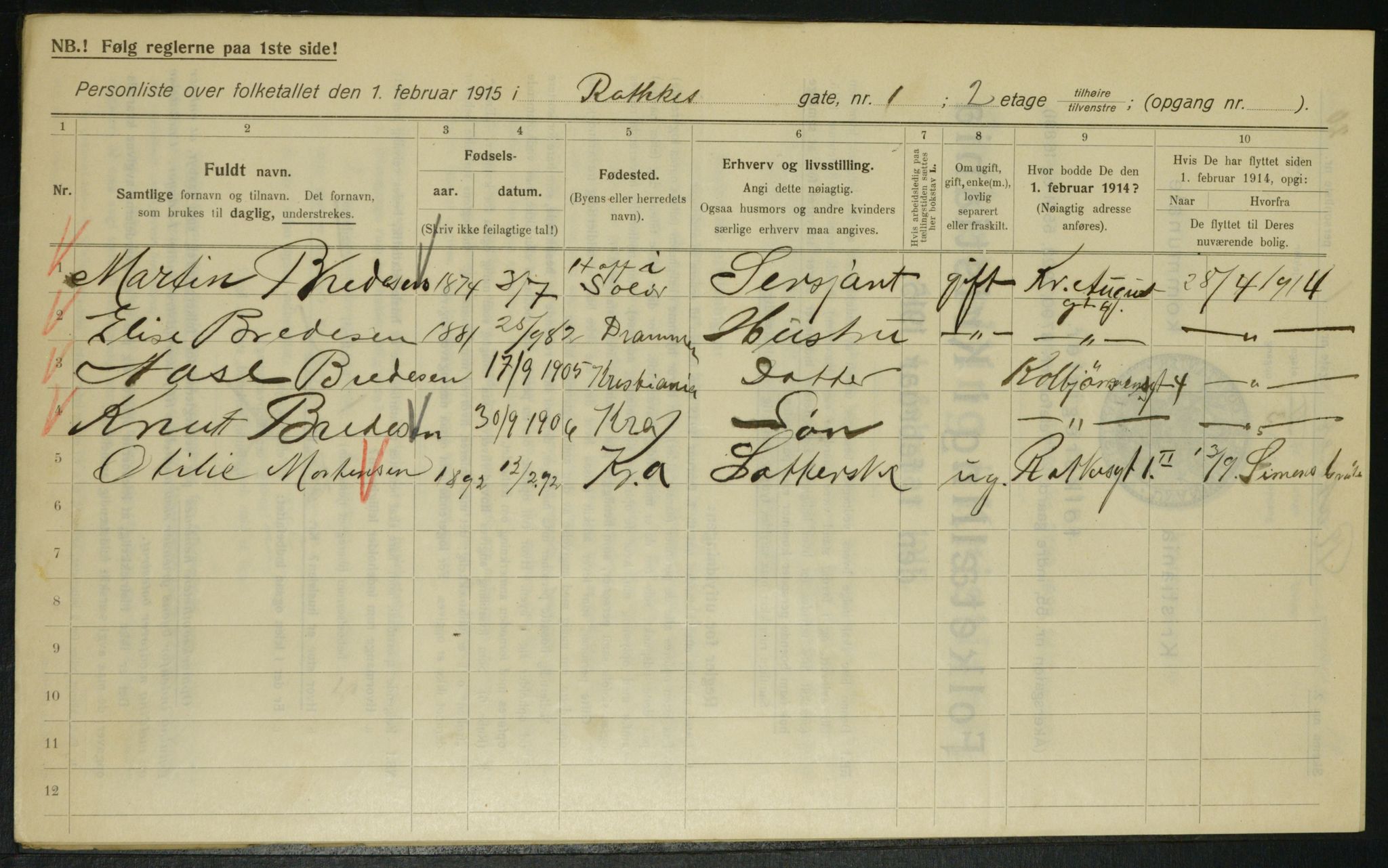 OBA, Municipal Census 1915 for Kristiania, 1915, p. 81645