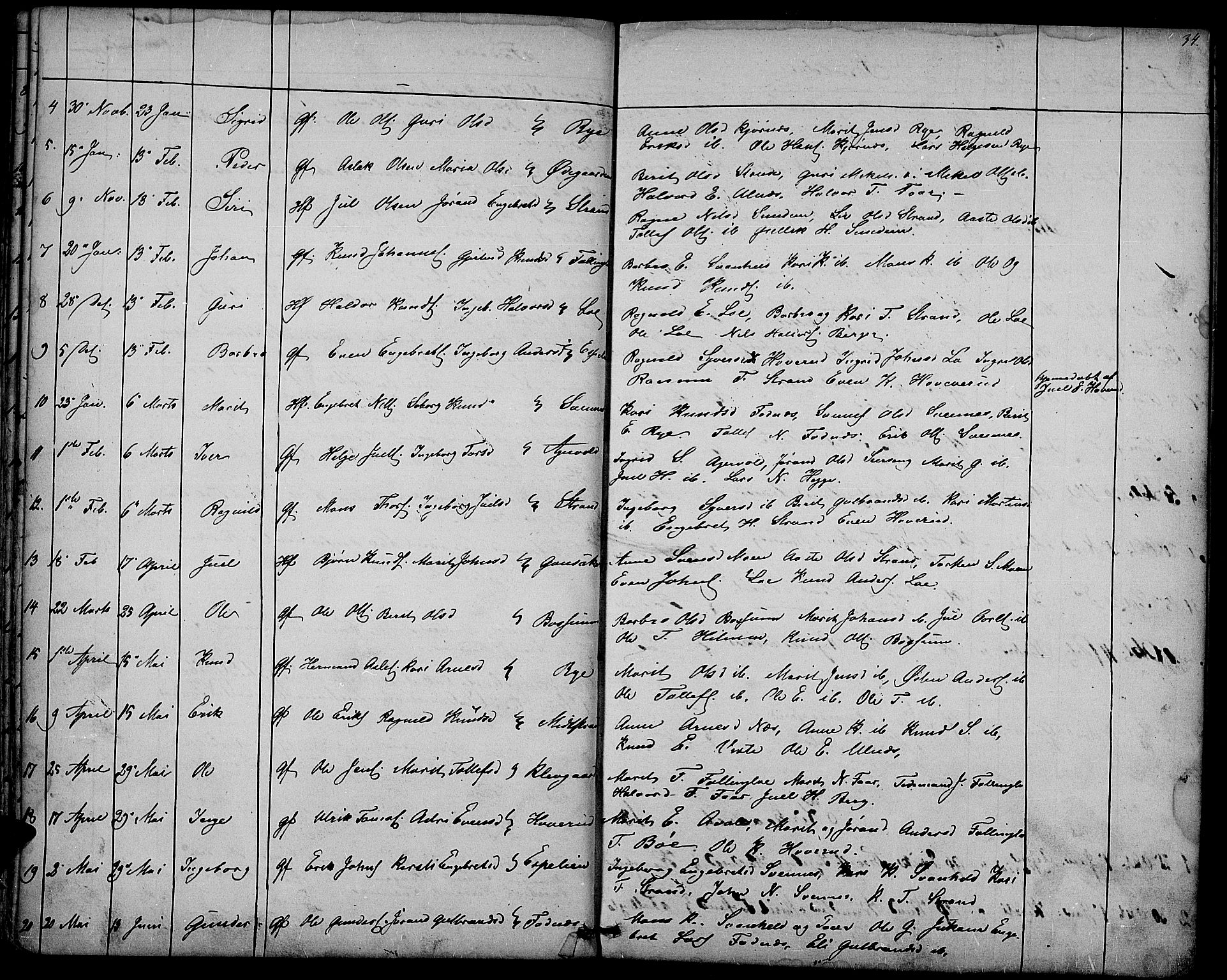 Nord-Aurdal prestekontor, SAH/PREST-132/H/Ha/Hab/L0003: Parish register (copy) no. 3, 1842-1882, p. 34