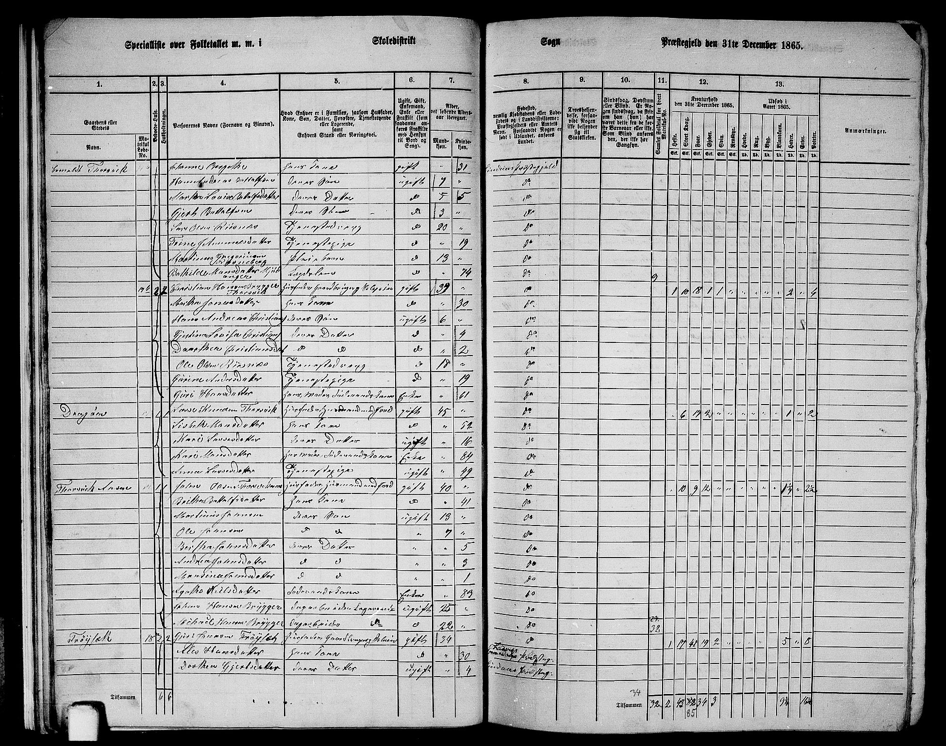 RA, 1865 census for Lindås, 1865, p. 22