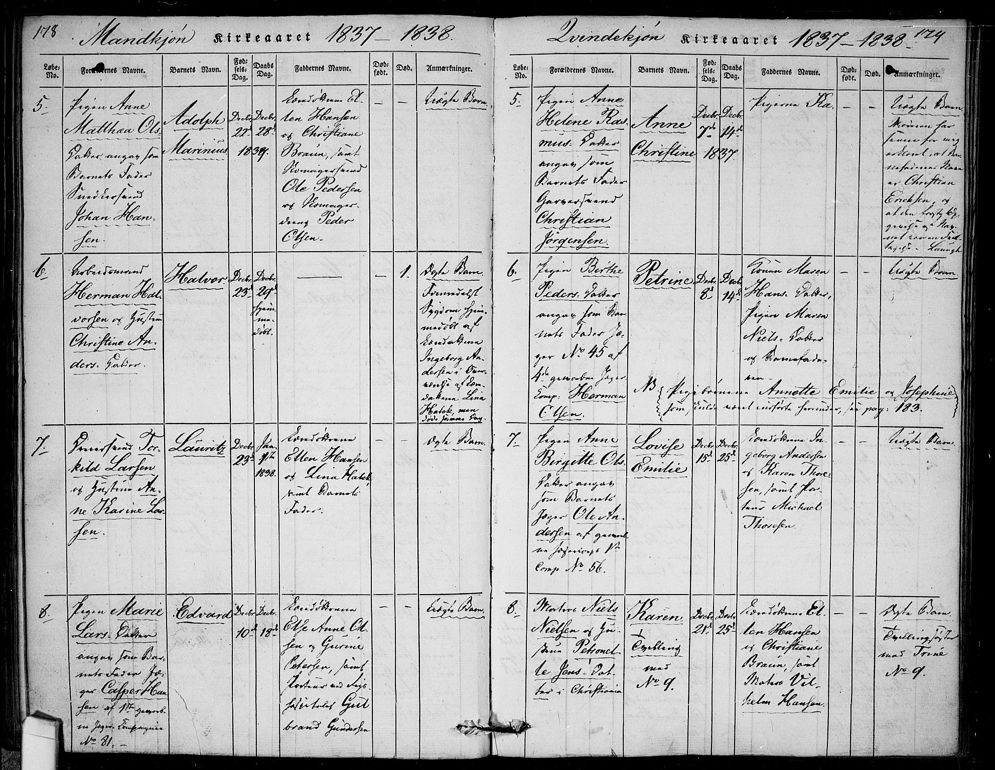 Rikshospitalet prestekontor Kirkebøker, AV/SAO-A-10309b/F/L0002: Parish register (official) no. 2, 1832-1840, p. 178-179