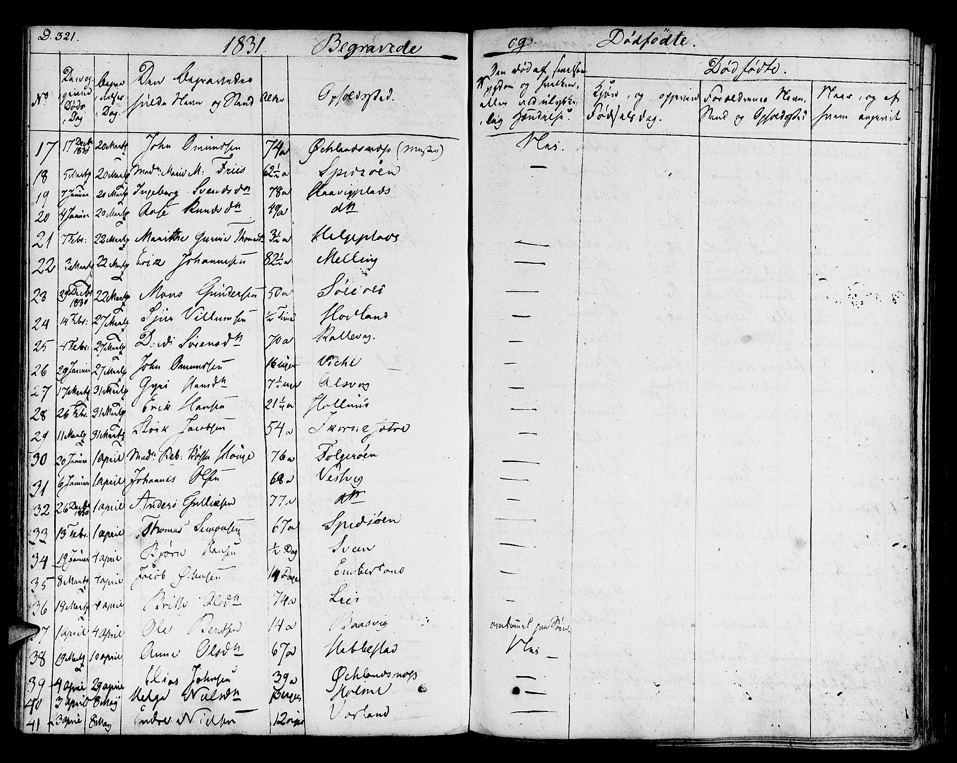 Finnås sokneprestembete, SAB/A-99925/H/Ha/Haa/Haaa/L0005: Parish register (official) no. A 5, 1823-1835, p. 321