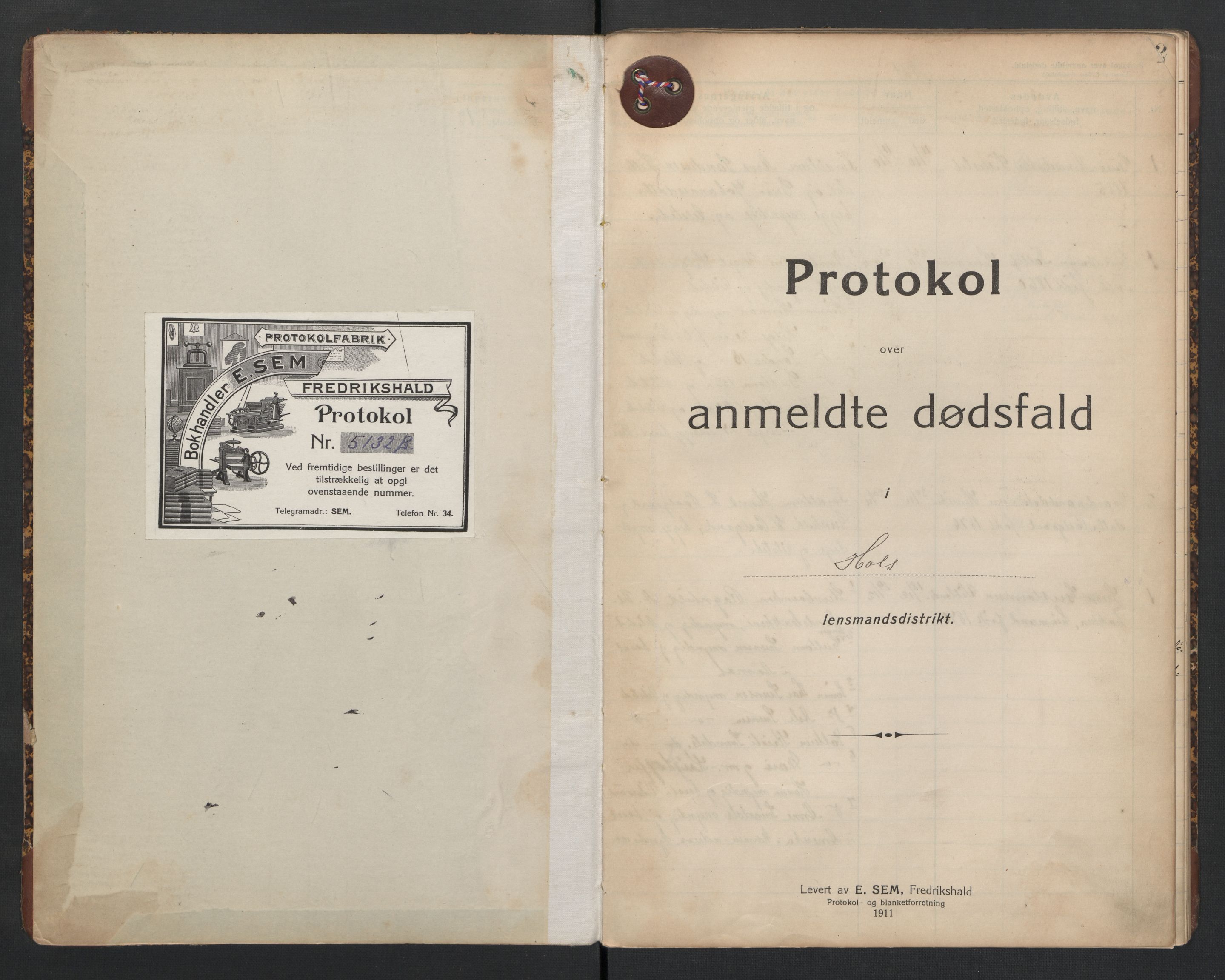 Hol lensmannskontor, AV/SAKO-A-512/H/Ha/L0004: Dødsanmeldelsesprotokoll, 1911-1916