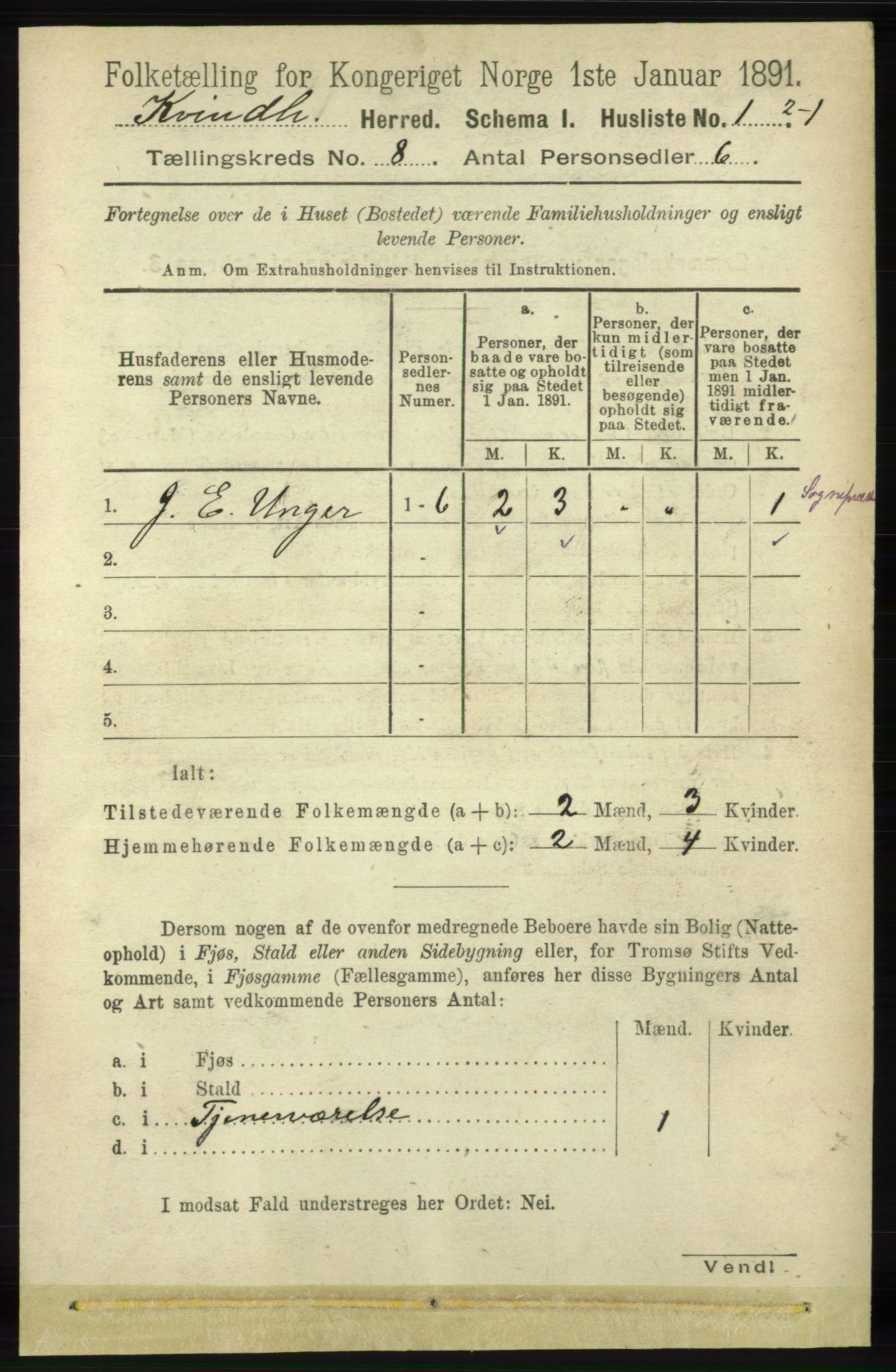 RA, 1891 census for 1224 Kvinnherad, 1891, p. 2922