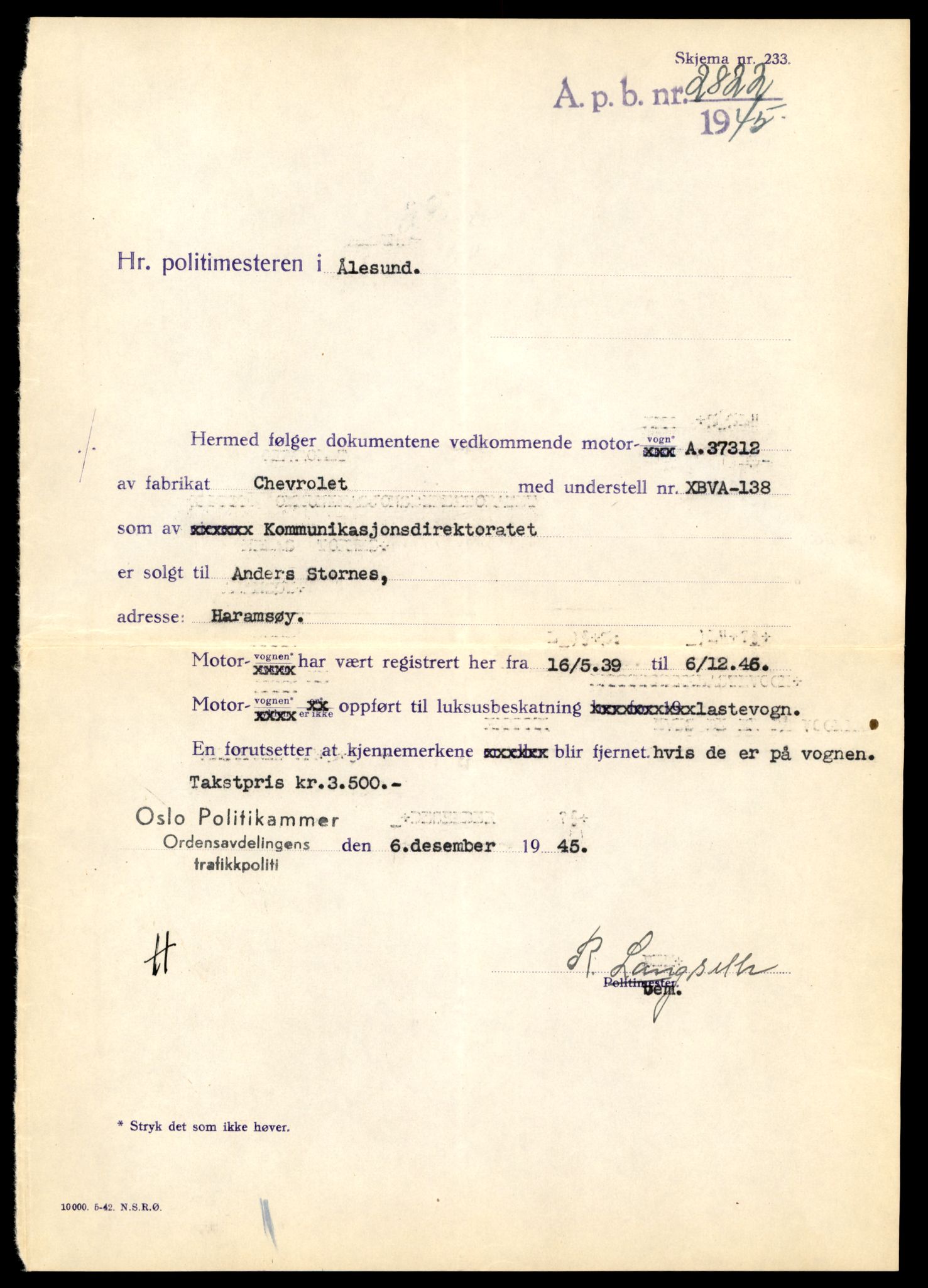 Møre og Romsdal vegkontor - Ålesund trafikkstasjon, AV/SAT-A-4099/F/Fe/L0033: Registreringskort for kjøretøy T 12151 - T 12474, 1927-1998, p. 1077