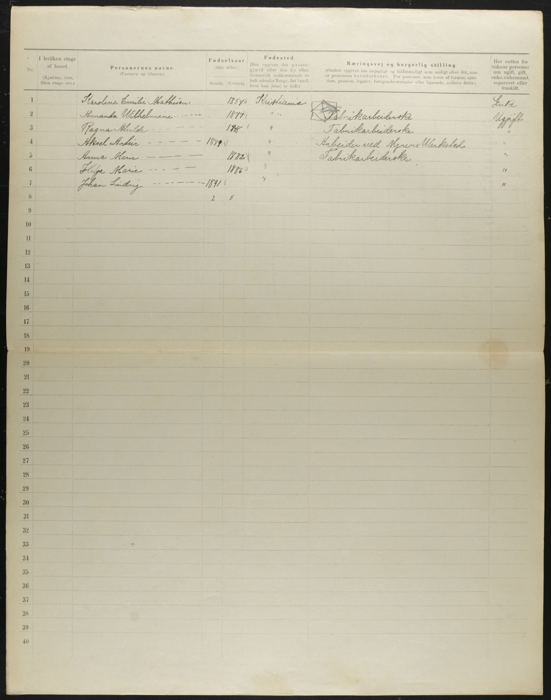 OBA, Municipal Census 1901 for Kristiania, 1901, p. 284