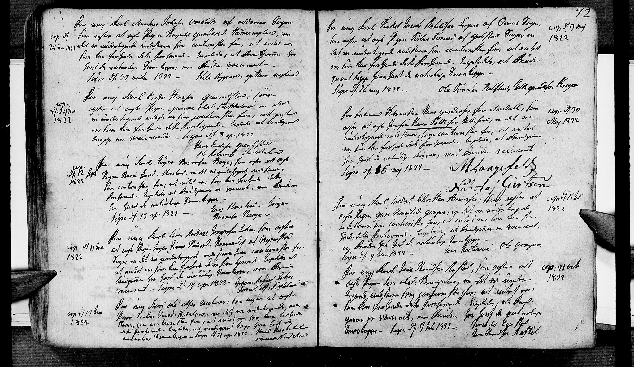 Søgne sokneprestkontor, SAK/1111-0037/F/Fa/Fab/L0007: Parish register (official) no. A 7, 1791-1851, p. 72