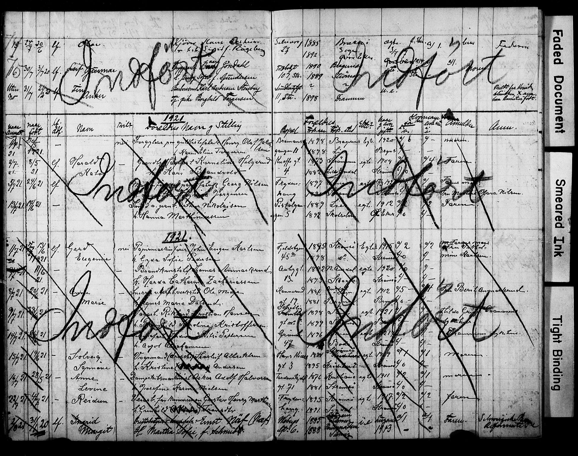 Strømsø kirkebøker, AV/SAKO-A-246/Y/Ya/L0009: Parish register draft no. I 9, 1920-1925