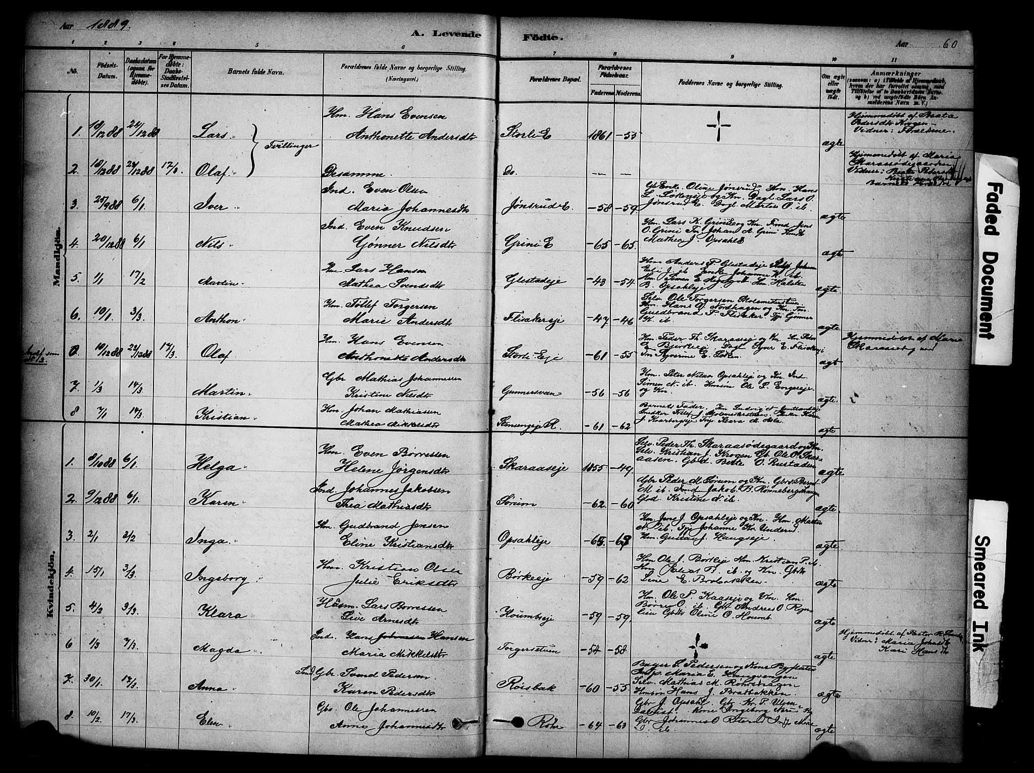 Ringsaker prestekontor, SAH/PREST-014/K/Ka/L0014: Parish register (official) no. 14, 1879-1890, p. 60