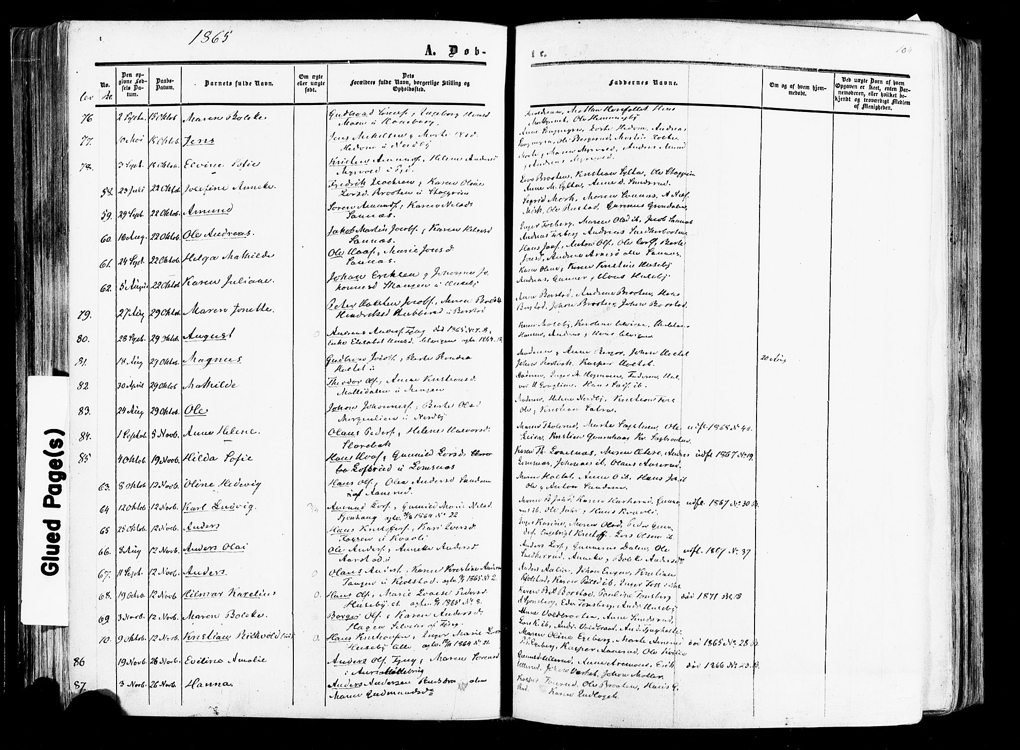 Aurskog prestekontor Kirkebøker, SAO/A-10304a/F/Fa/L0007: Parish register (official) no. I 7, 1854-1877, p. 104