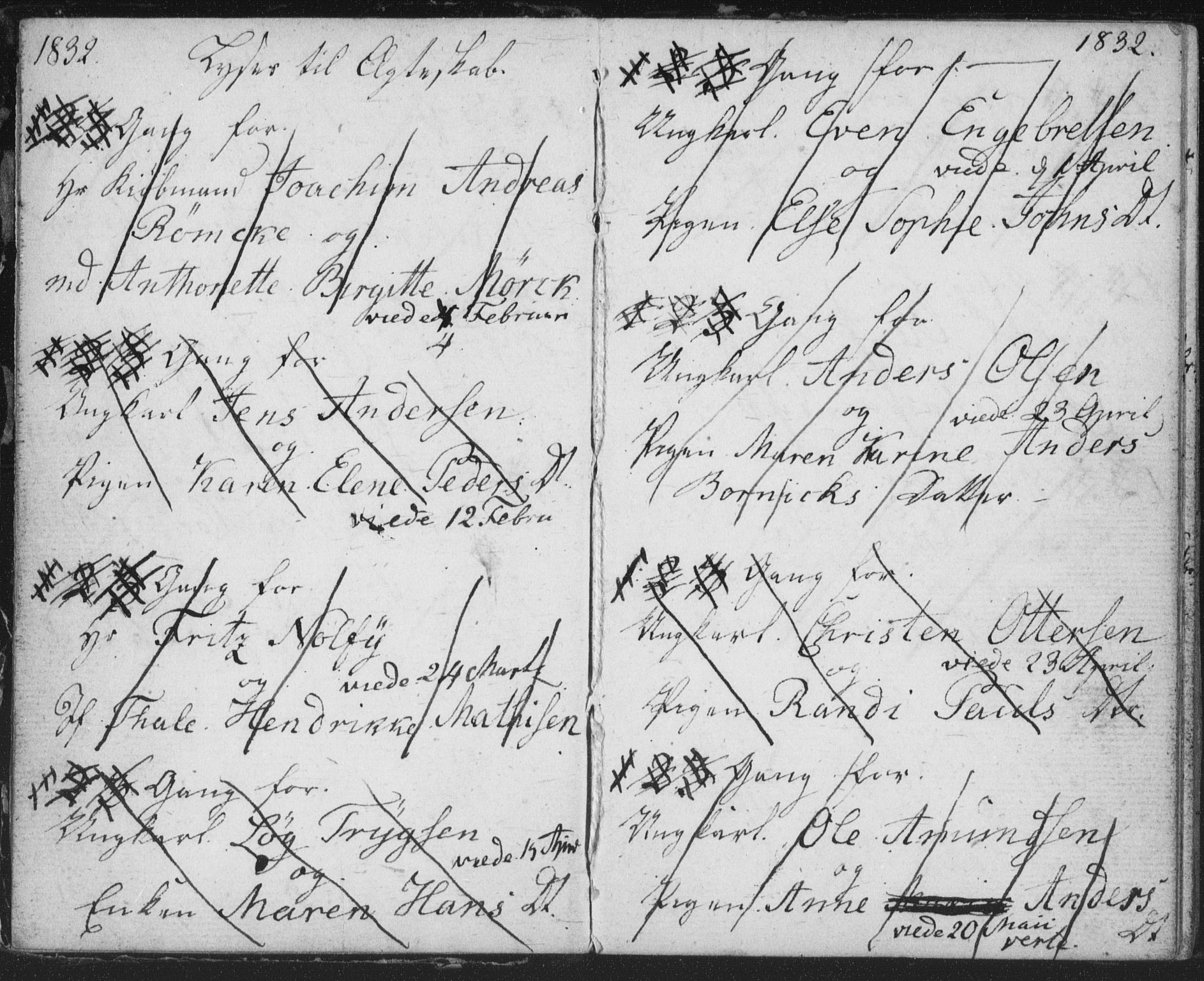 Bragernes kirkebøker, SAKO/A-6/H/Ha/L0002: Banns register no. 2, 1832-1846