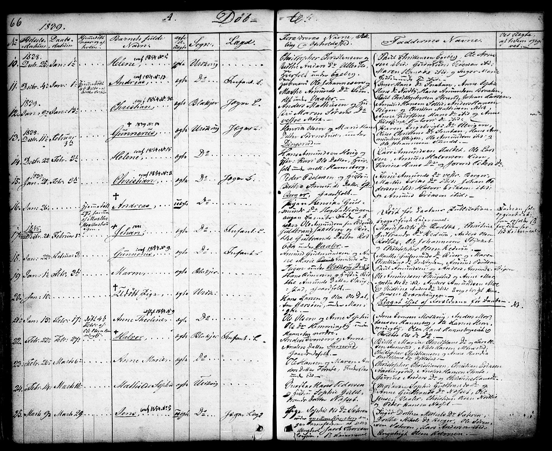 Aurskog prestekontor Kirkebøker, SAO/A-10304a/F/Fa/L0006: Parish register (official) no. I 6, 1829-1853, p. 66