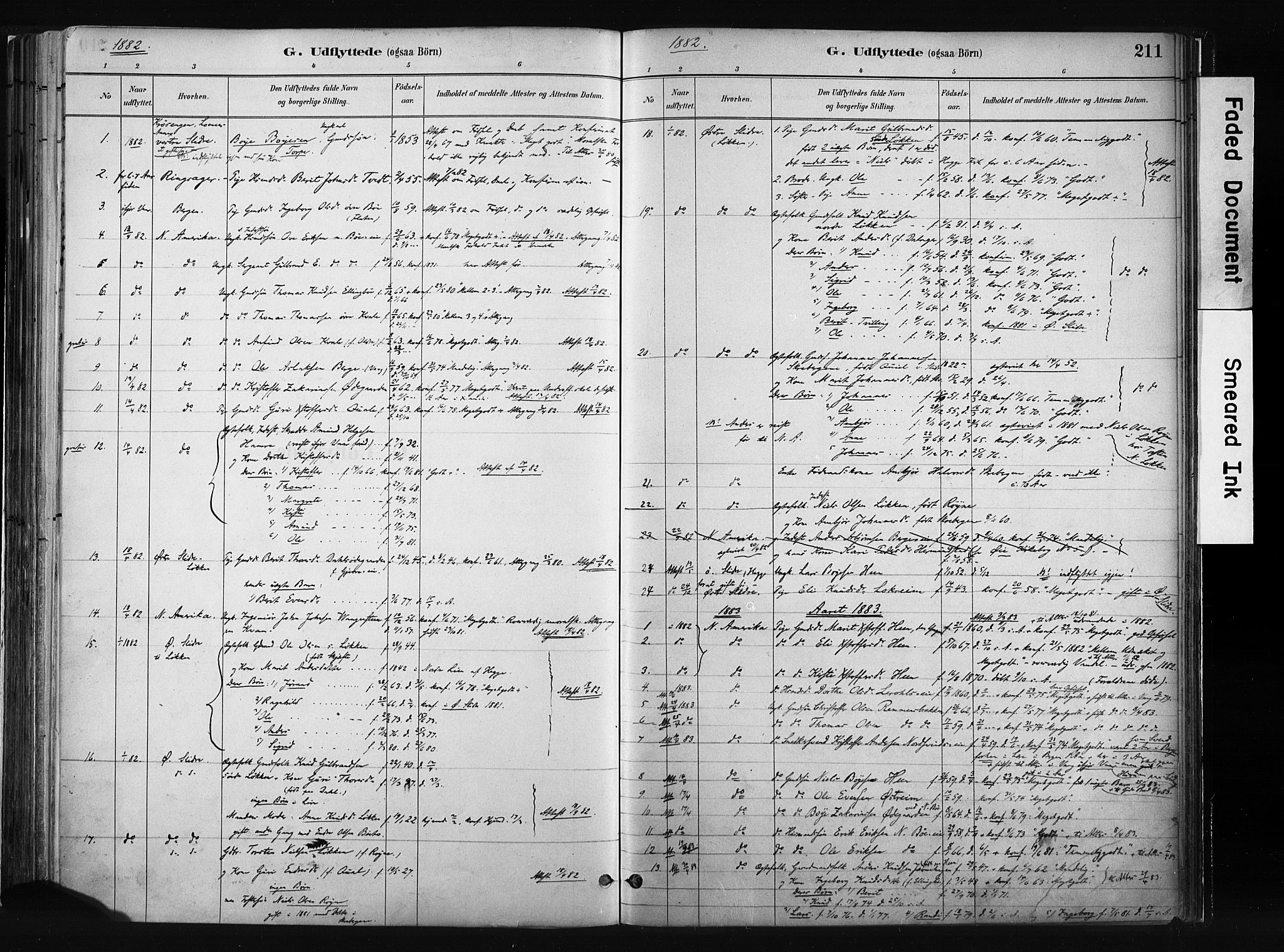 Vang prestekontor, Valdres, SAH/PREST-140/H/Ha/L0008: Parish register (official) no. 8, 1882-1910, p. 211
