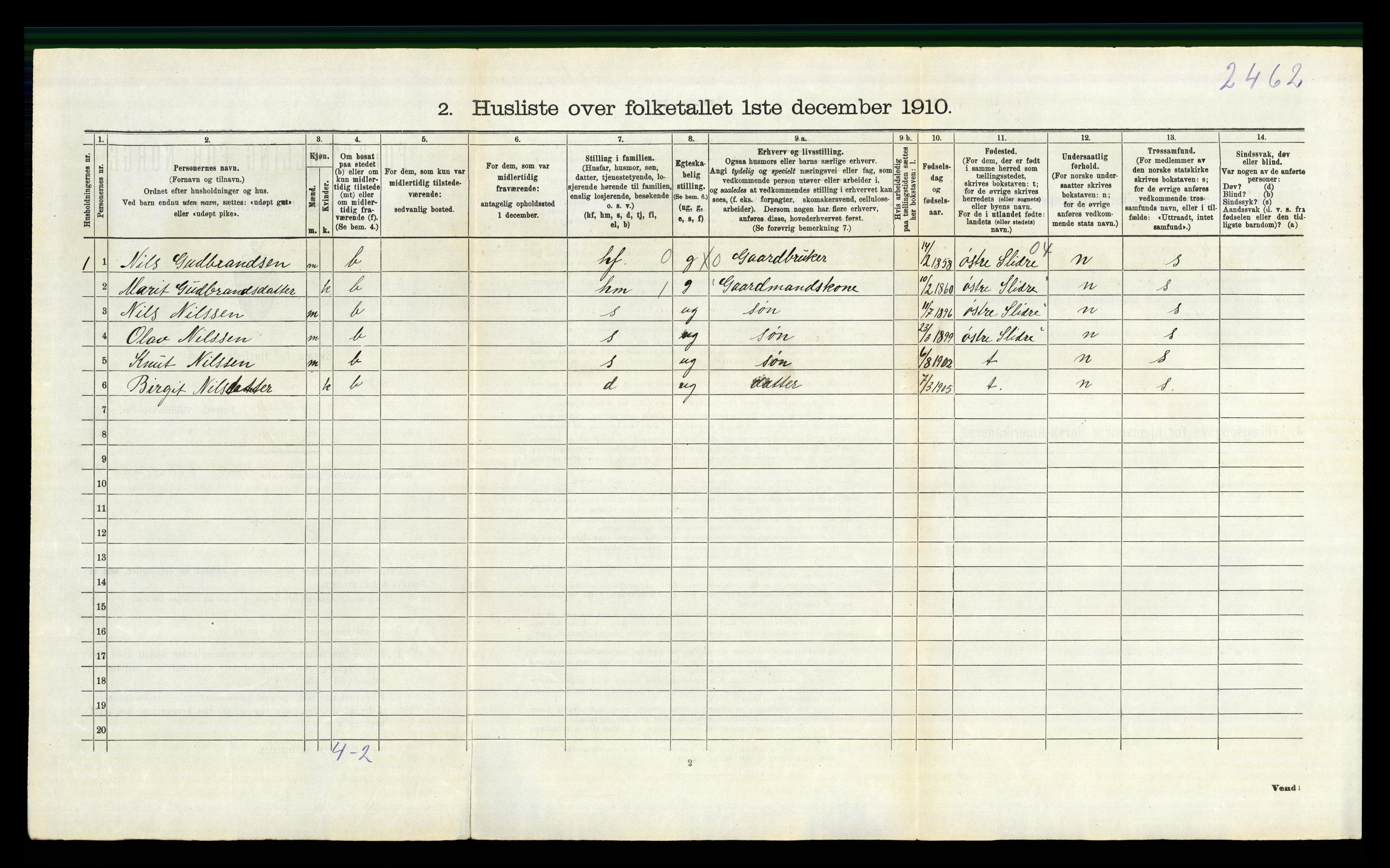 RA, 1910 census for Vang, 1910, p. 666