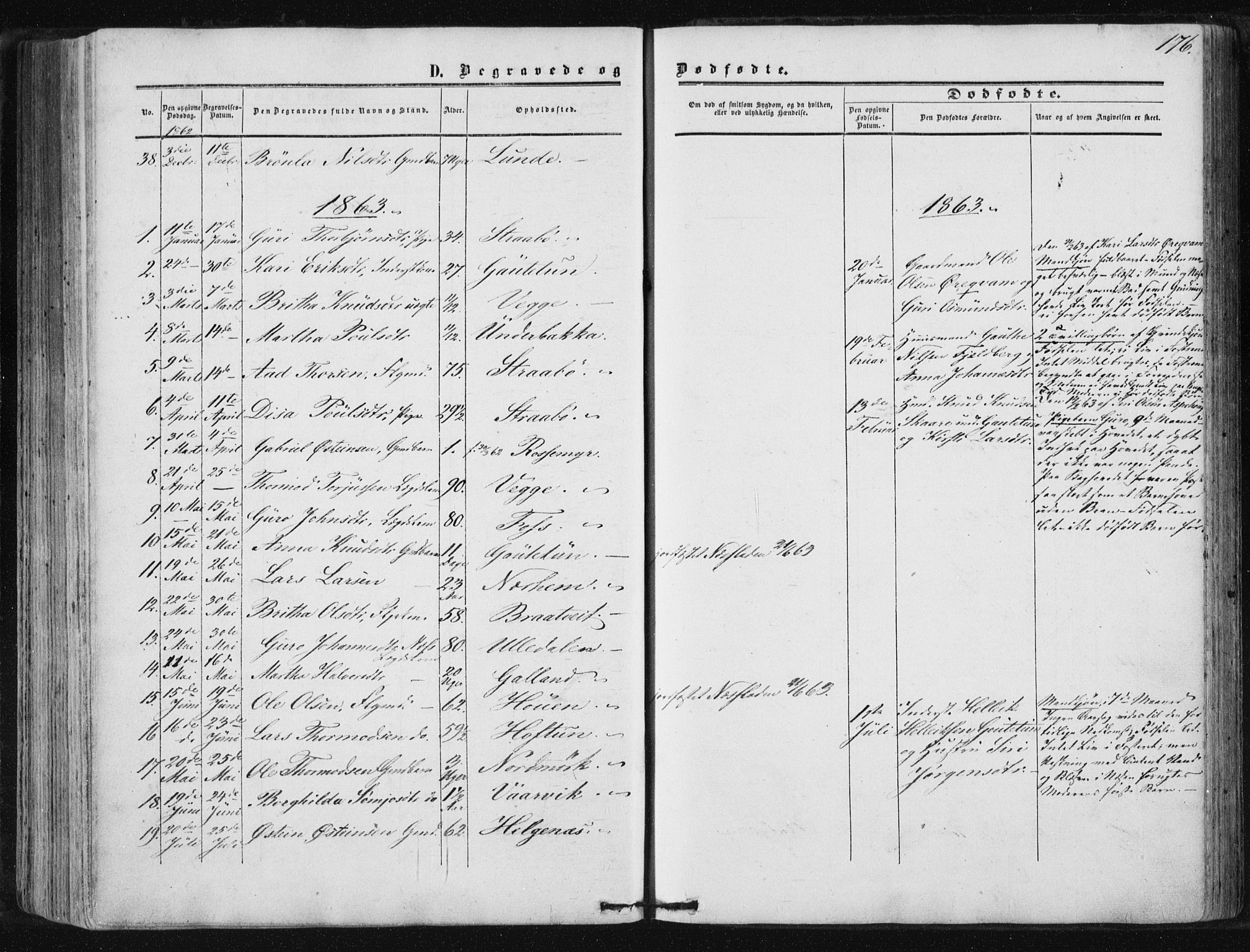 Suldal sokneprestkontor, AV/SAST-A-101845/01/IV/L0009: Parish register (official) no. A 9, 1854-1868, p. 176