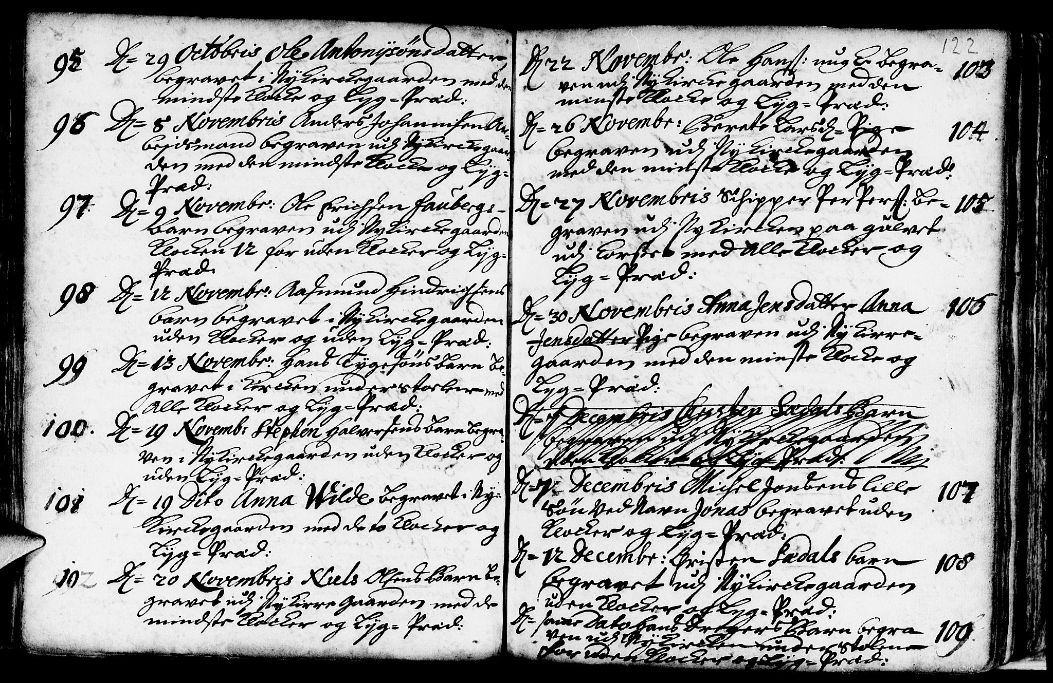 Nykirken Sokneprestembete, AV/SAB-A-77101/H/Haa/L0009: Parish register (official) no. A 9, 1689-1759, p. 122