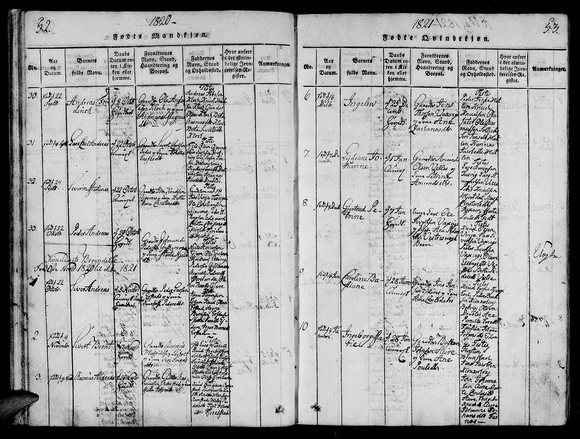 Ministerialprotokoller, klokkerbøker og fødselsregistre - Møre og Romsdal, AV/SAT-A-1454/522/L0310: Parish register (official) no. 522A05, 1816-1832, p. 52-53