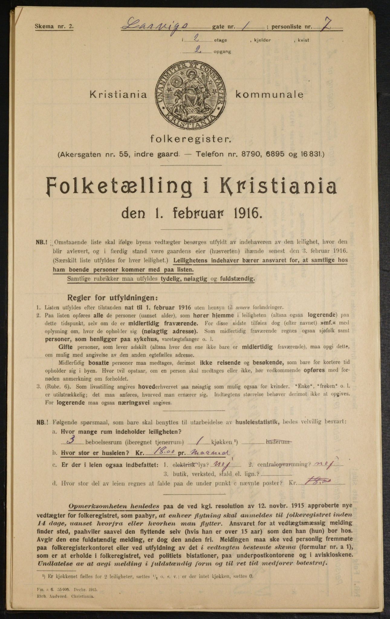 OBA, Municipal Census 1916 for Kristiania, 1916, p. 58378