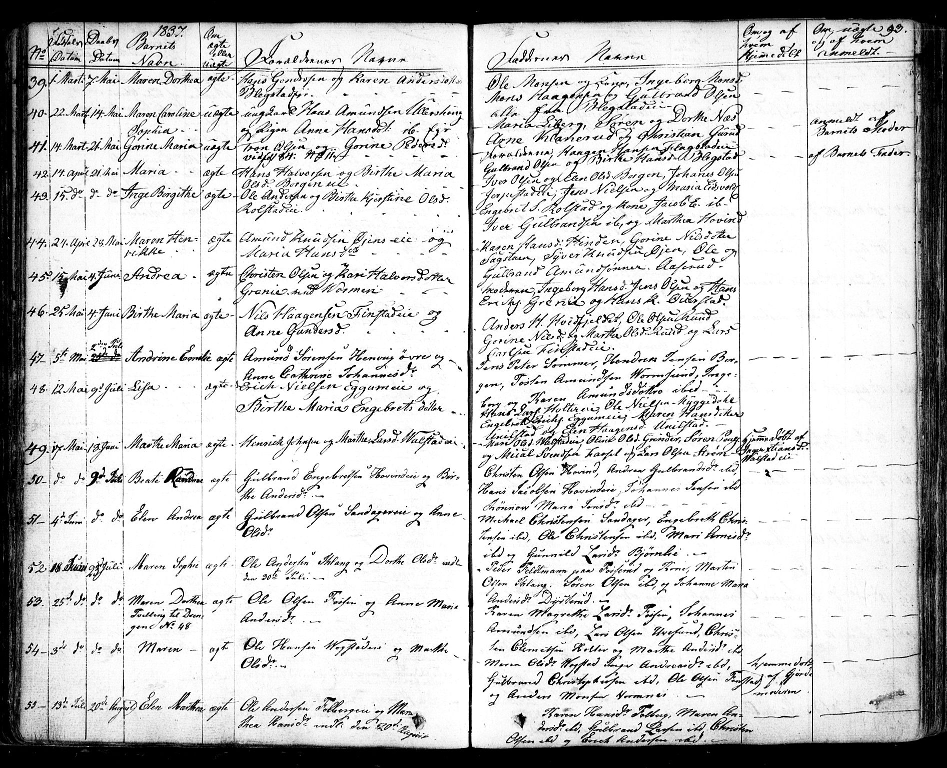 Nes prestekontor Kirkebøker, AV/SAO-A-10410/F/Fa/L0006: Parish register (official) no. I 6, 1833-1845, p. 93