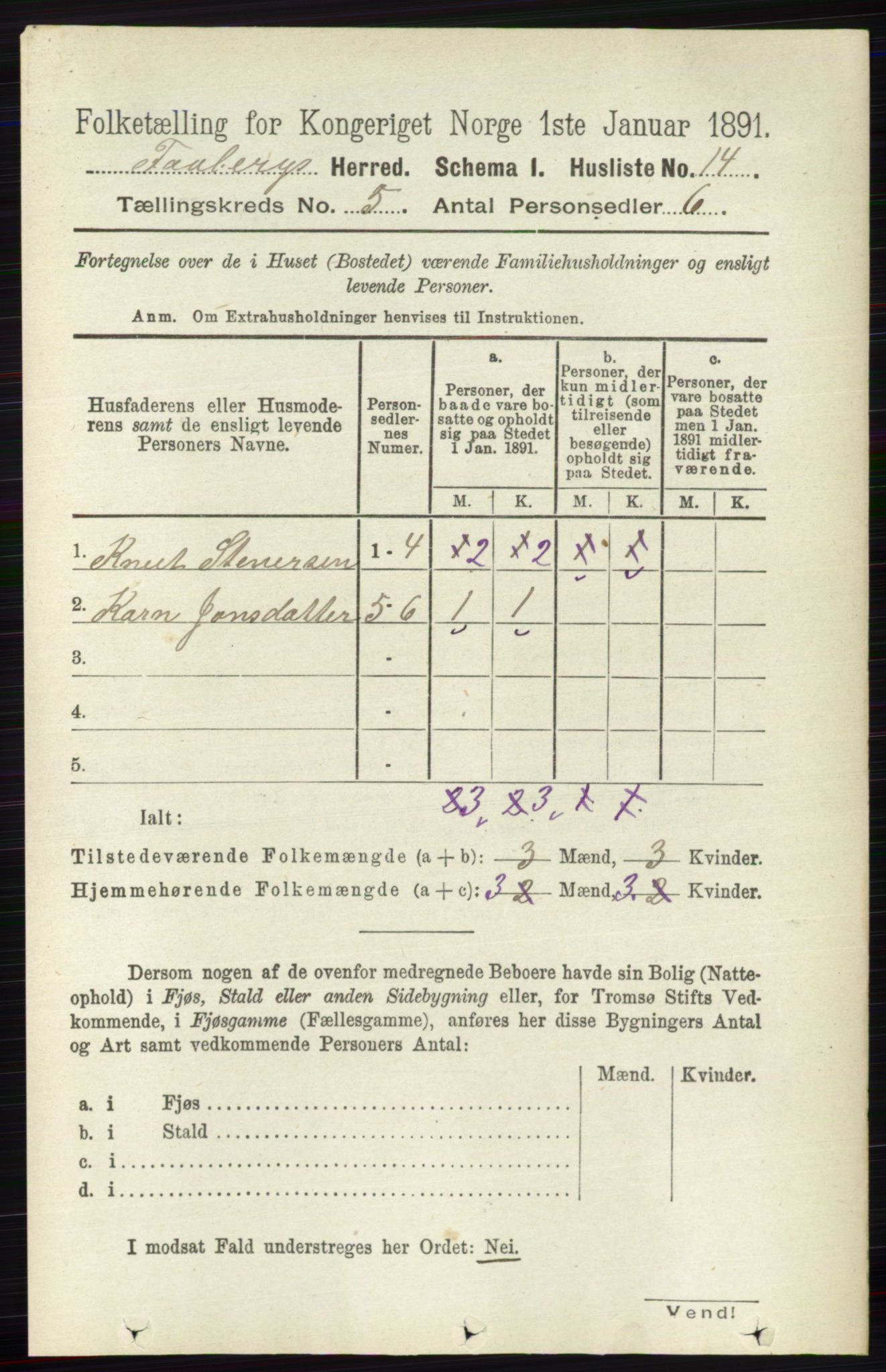 RA, 1891 census for 0524 Fåberg, 1891, p. 1564