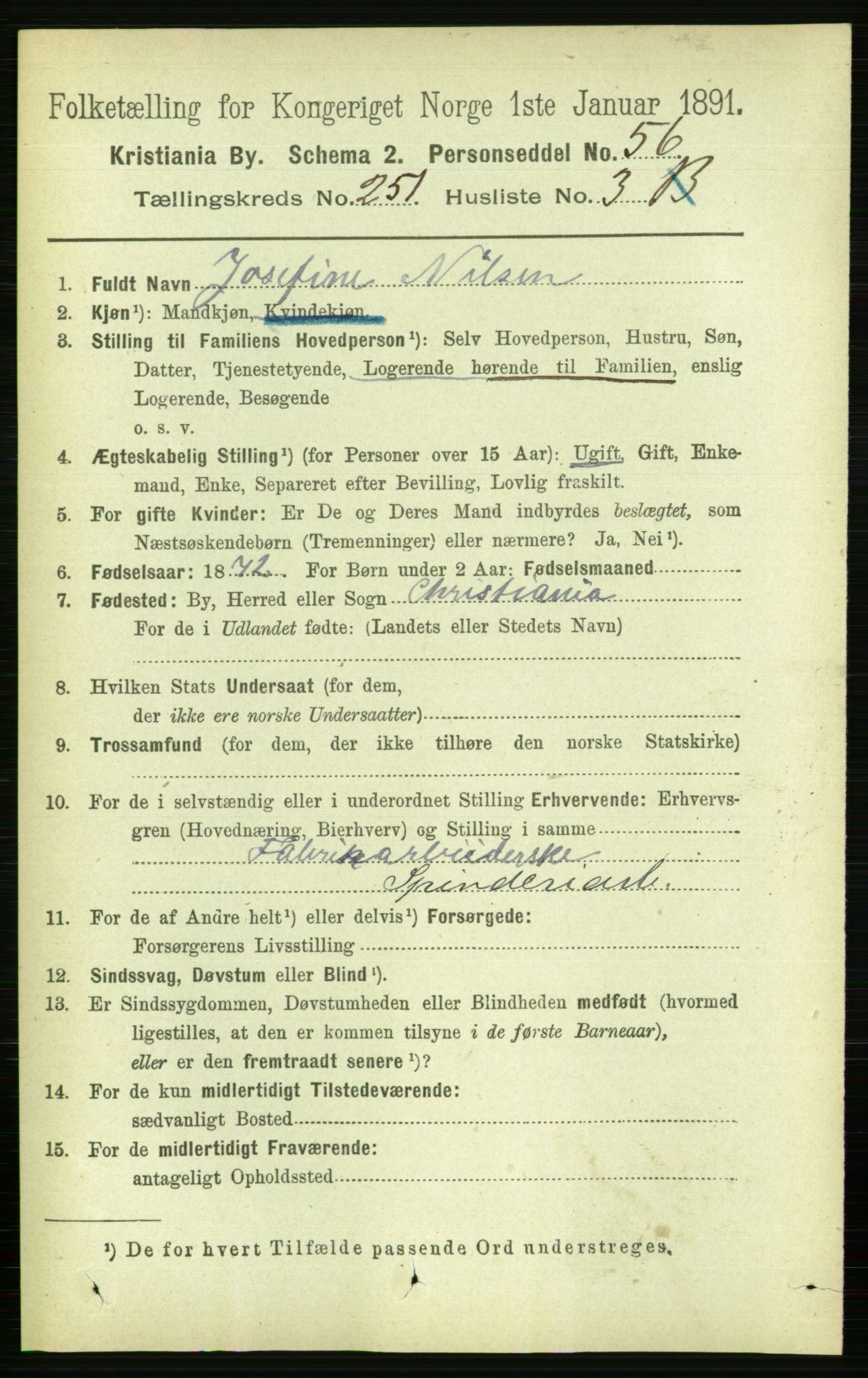 RA, 1891 census for 0301 Kristiania, 1891, p. 153120