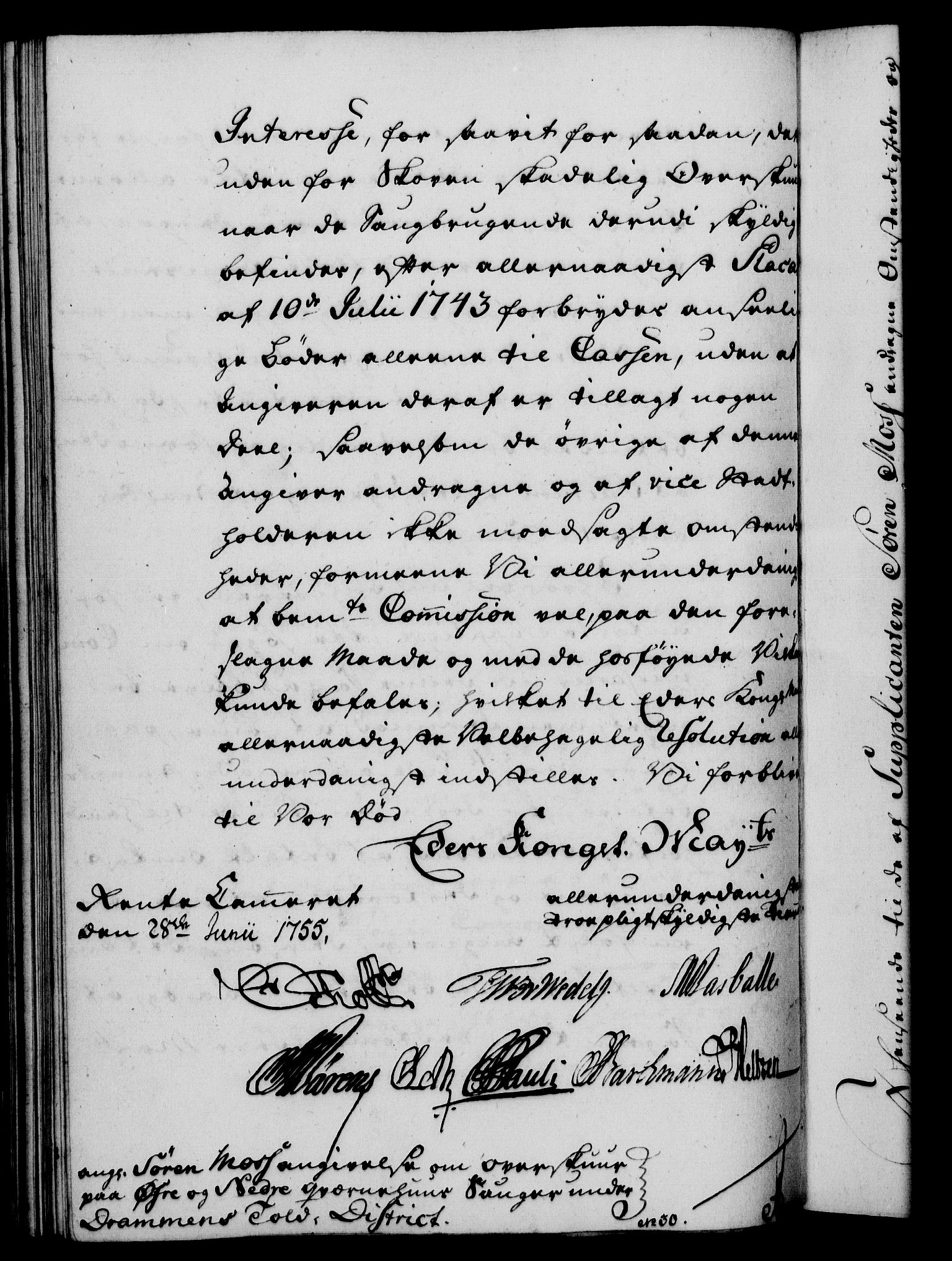 Rentekammeret, Kammerkanselliet, AV/RA-EA-3111/G/Gf/Gfa/L0037: Norsk relasjons- og resolusjonsprotokoll (merket RK 52.37), 1755, p. 395