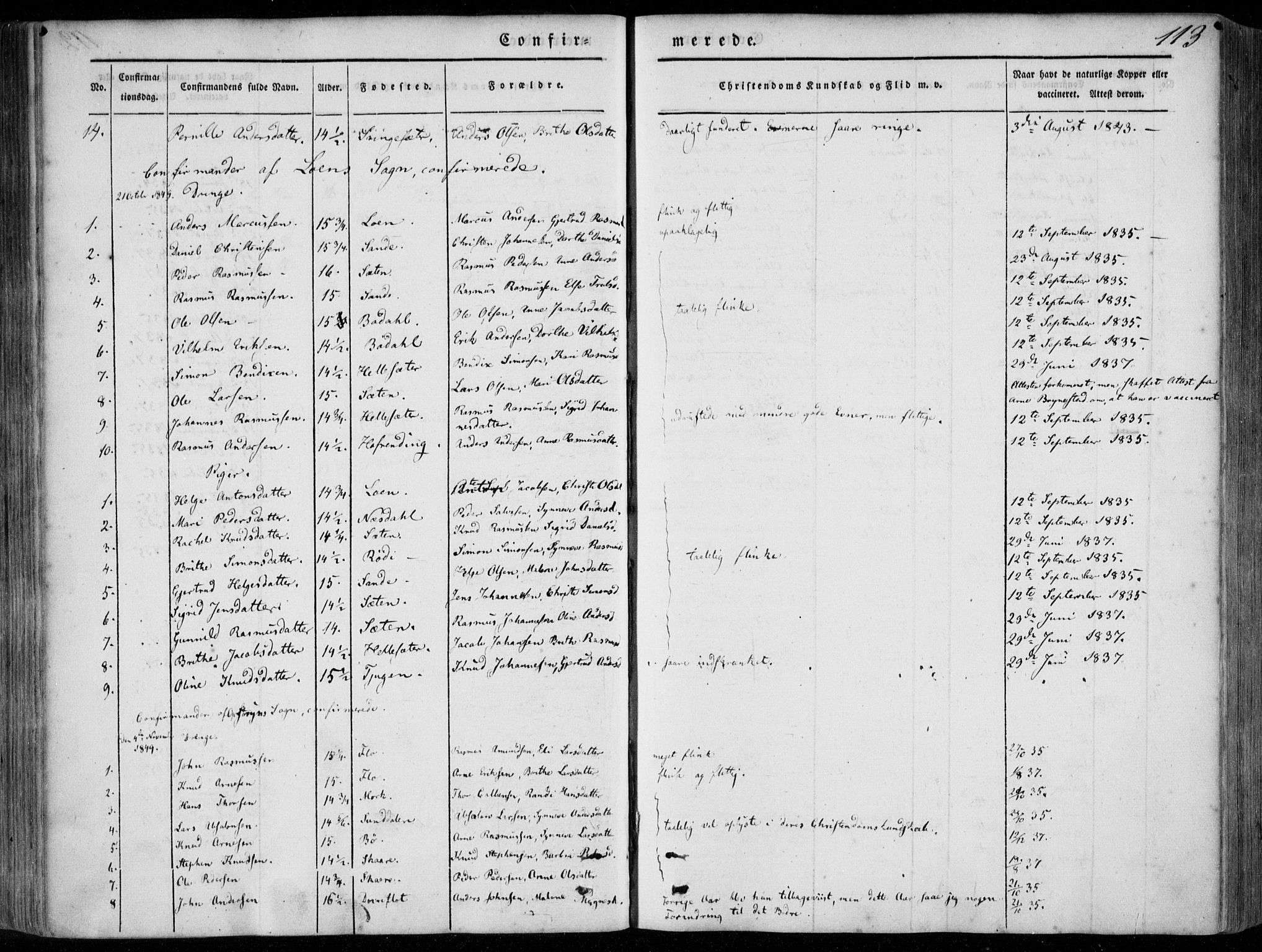 Stryn Sokneprestembete, AV/SAB-A-82501: Parish register (official) no. A 2, 1844-1861, p. 113