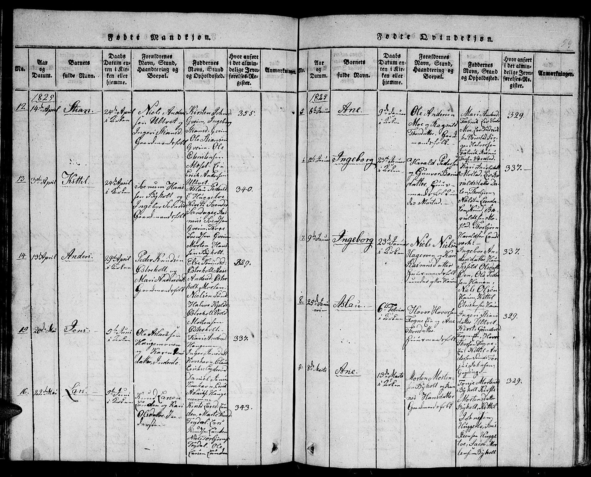 Gjerstad sokneprestkontor, SAK/1111-0014/F/Fb/Fba/L0002: Parish register (copy) no. B 2, 1816-1845, p. 59