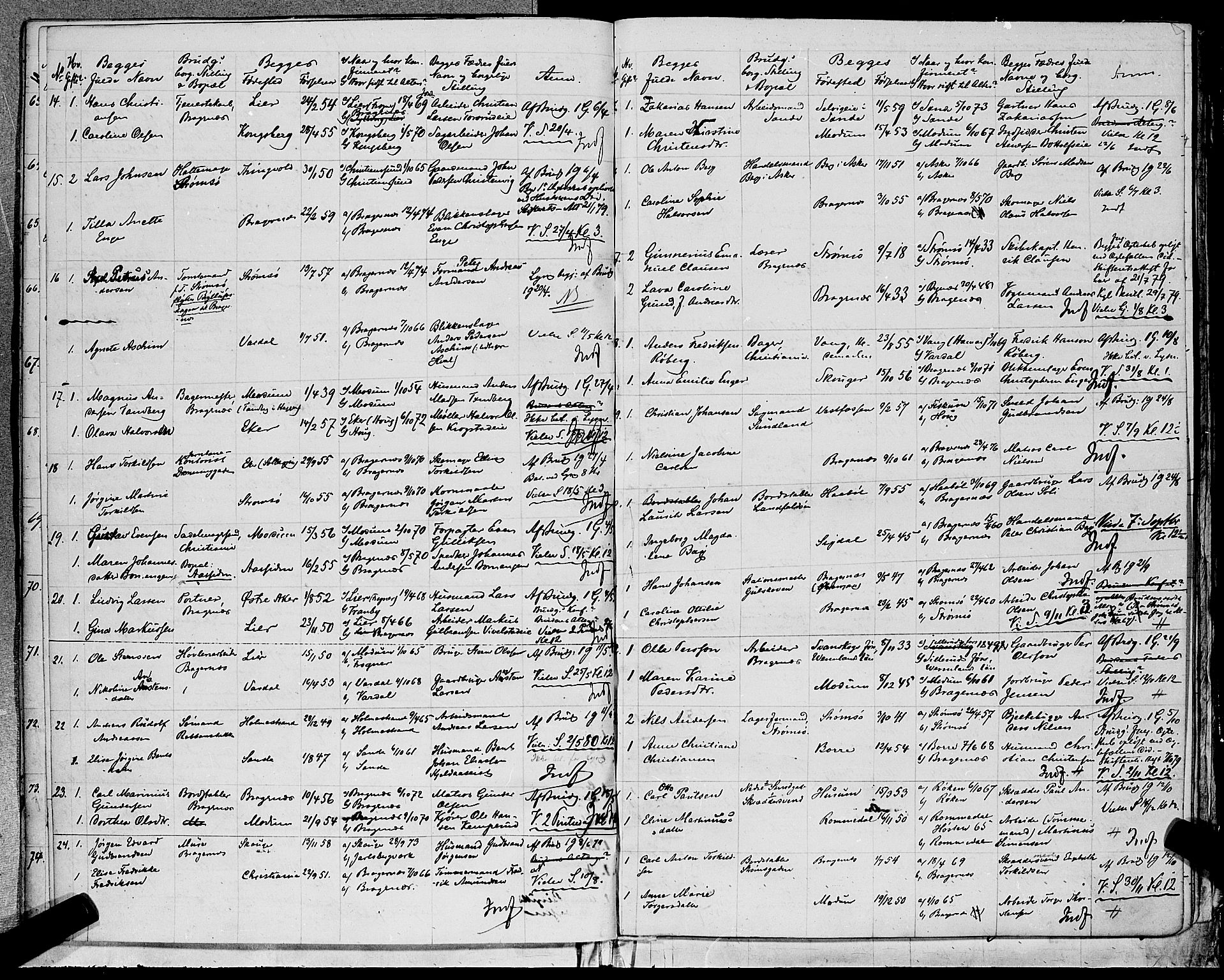 Bragernes kirkebøker, SAKO/A-6/H/Ha/L0007: Banns register no. 7, 1873-1886