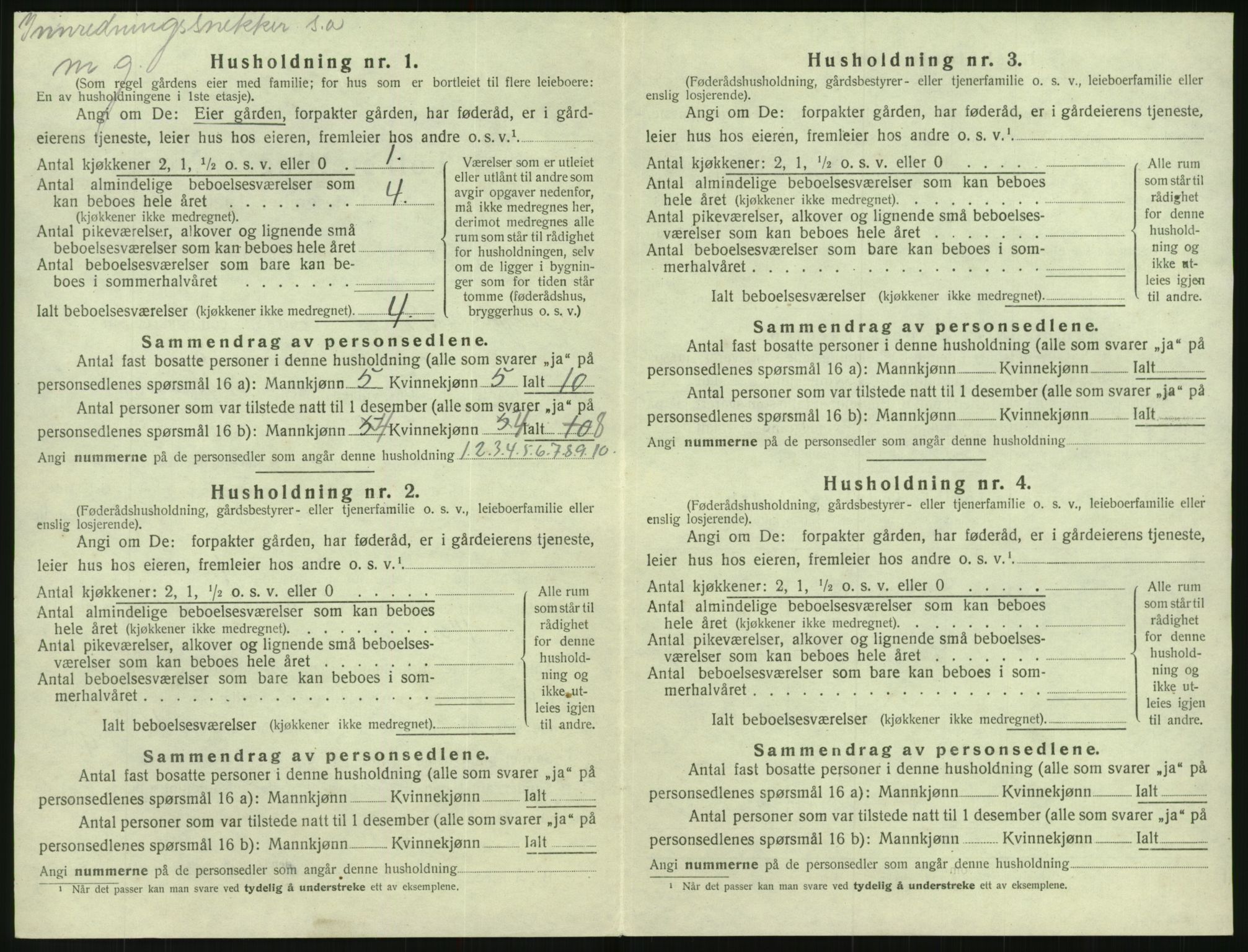 SAK, 1920 census for Mykland, 1920, p. 179