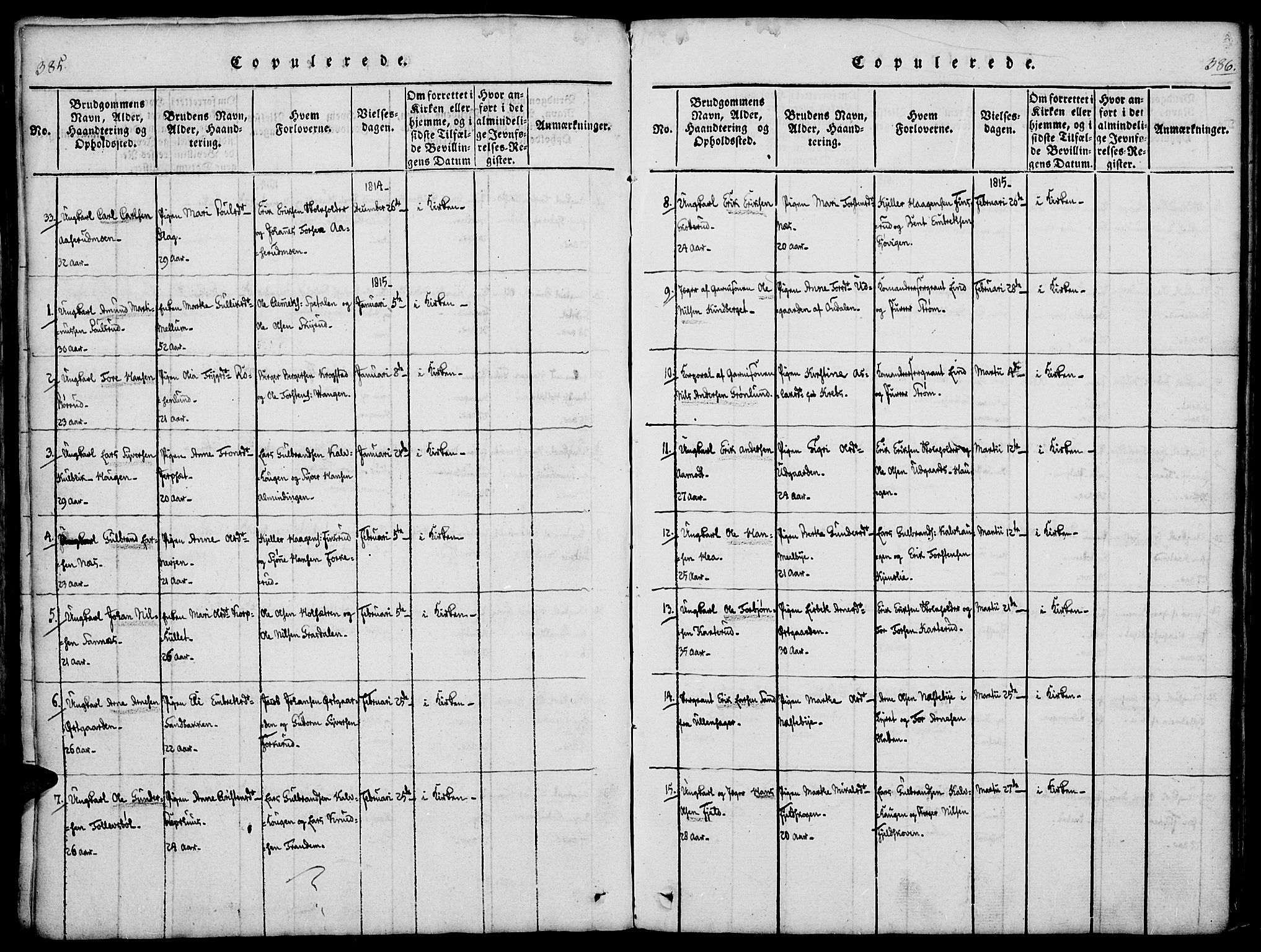 Vinger prestekontor, AV/SAH-PREST-024/H/Ha/Haa/L0006: Parish register (official) no. 6, 1814-1825, p. 385-386