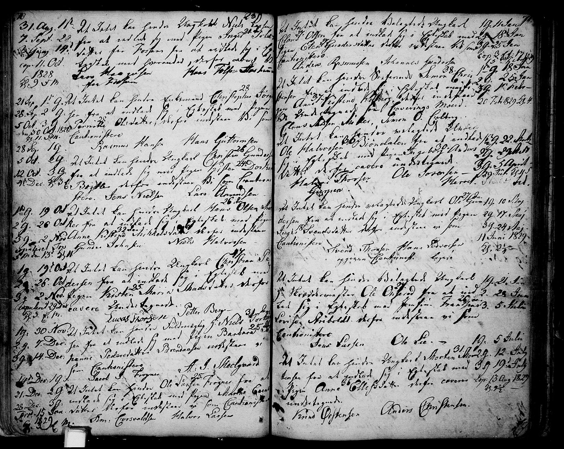 Skien kirkebøker, SAKO/A-302/F/Fa/L0004: Parish register (official) no. 4, 1792-1814, p. 70-71