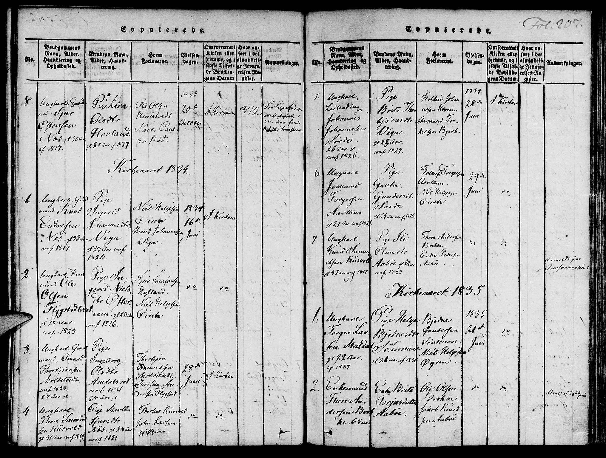 Suldal sokneprestkontor, SAST/A-101845/01/IV/L0007: Parish register (official) no. A 7, 1817-1838, p. 207