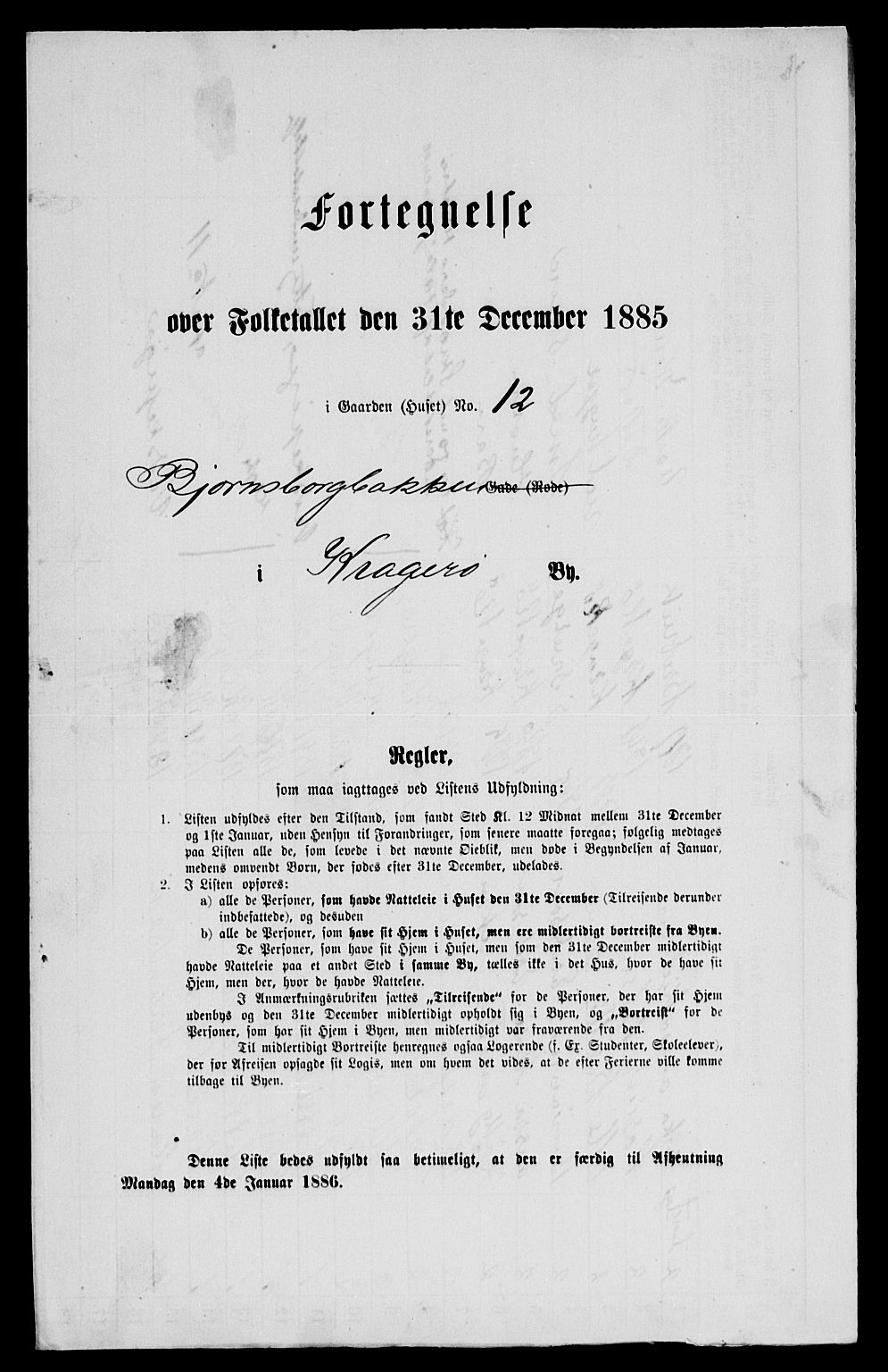 SAKO, 1885 census for 0801 Kragerø, 1885, p. 909