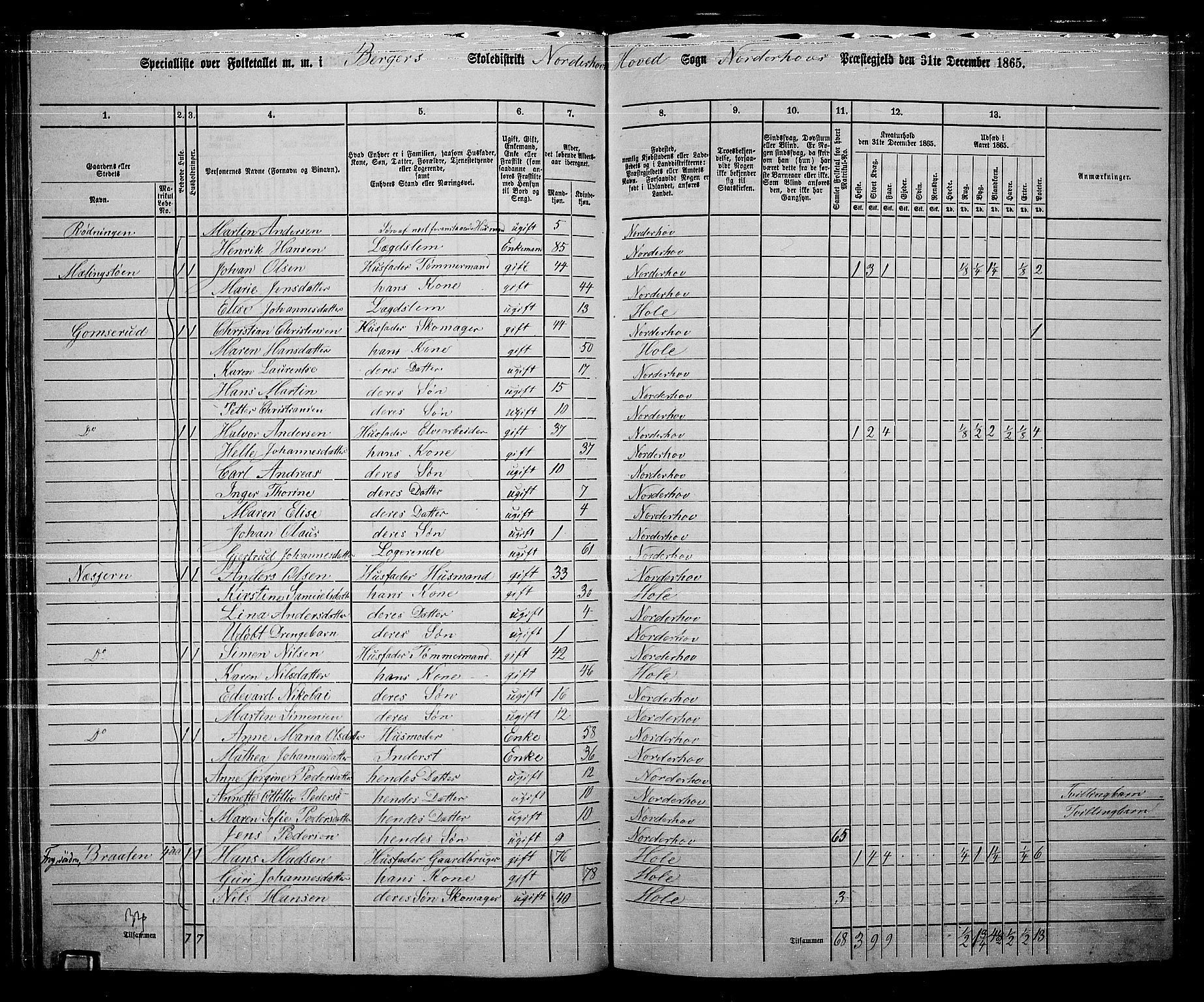 RA, 1865 census for Norderhov/Norderhov, Haug og Lunder, 1865, p. 74