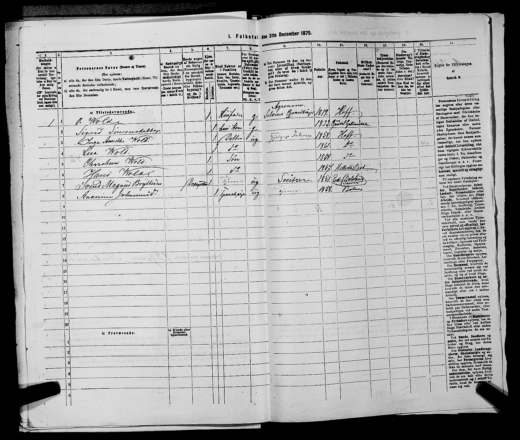 SAKO, 1875 census for 0715P Botne, 1875, p. 470