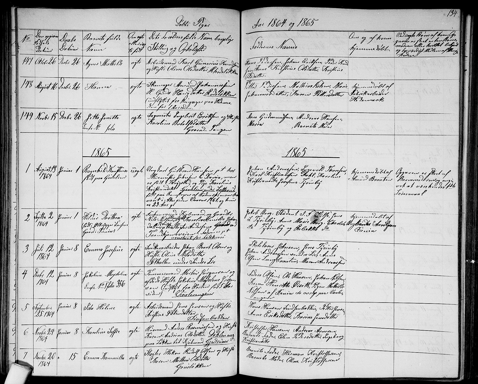 Østre Aker prestekontor Kirkebøker, SAO/A-10840/G/Ga/L0002: Parish register (copy) no. I 2, 1861-1867, p. 134