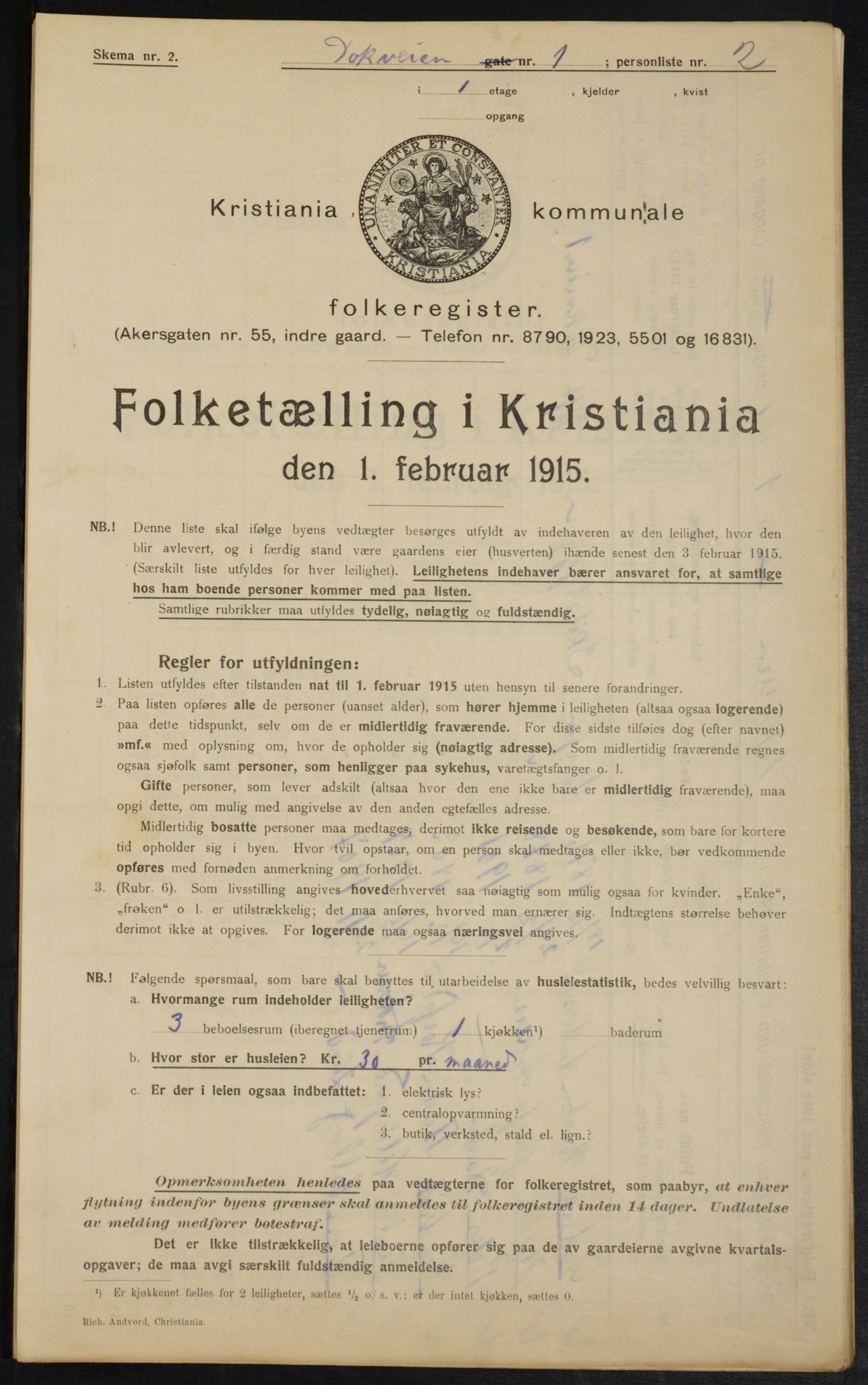 OBA, Municipal Census 1915 for Kristiania, 1915, p. 15815